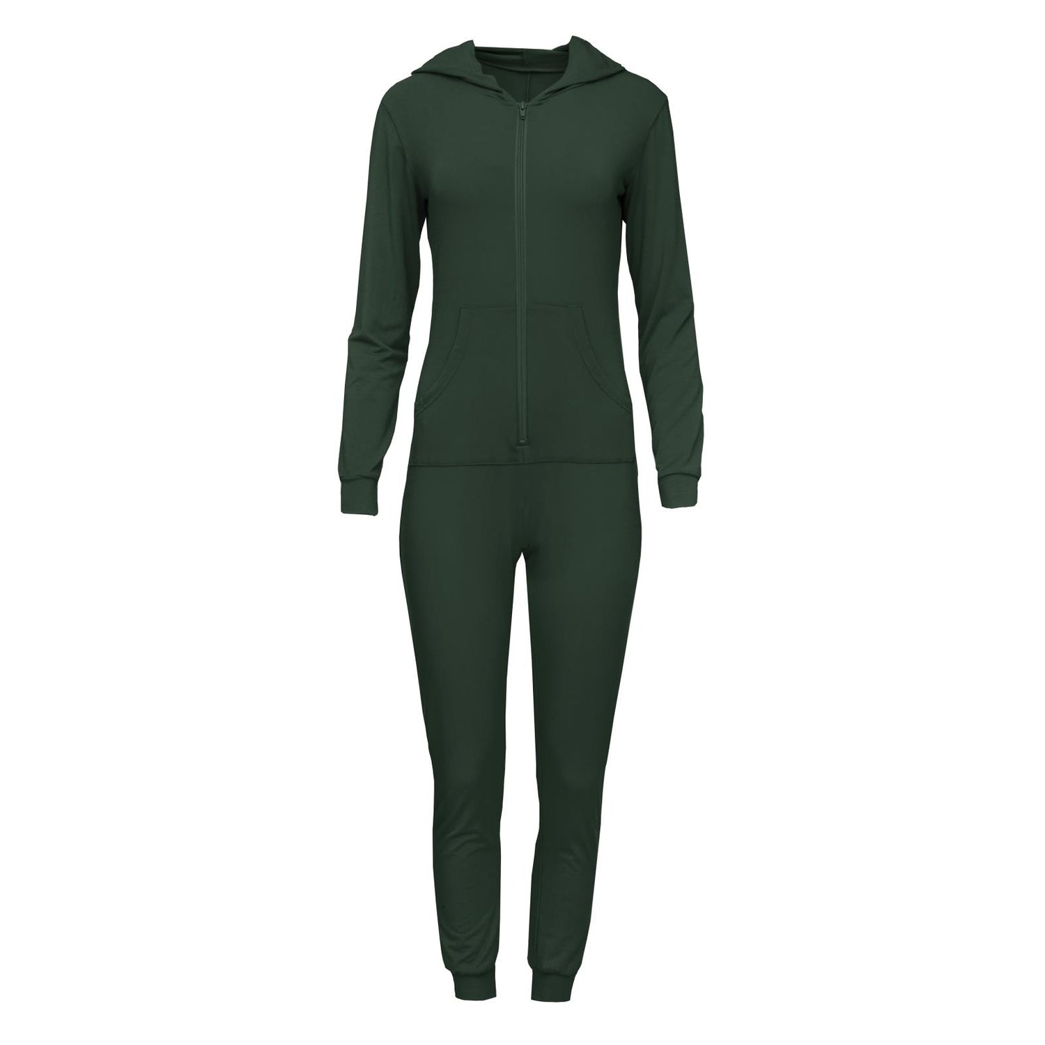 Women Solid Long Sleeve Jumpsuit with Hood in Mountain View
