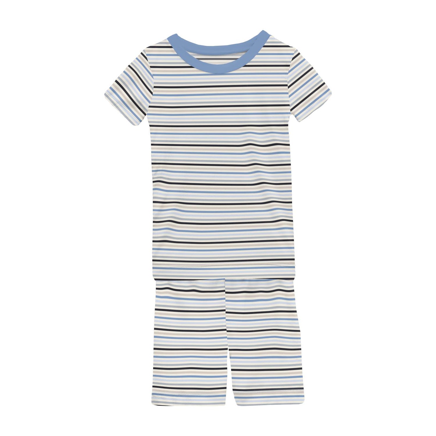 Print Short Sleeve Pajama Set with Shorts in Rhyme Stripe