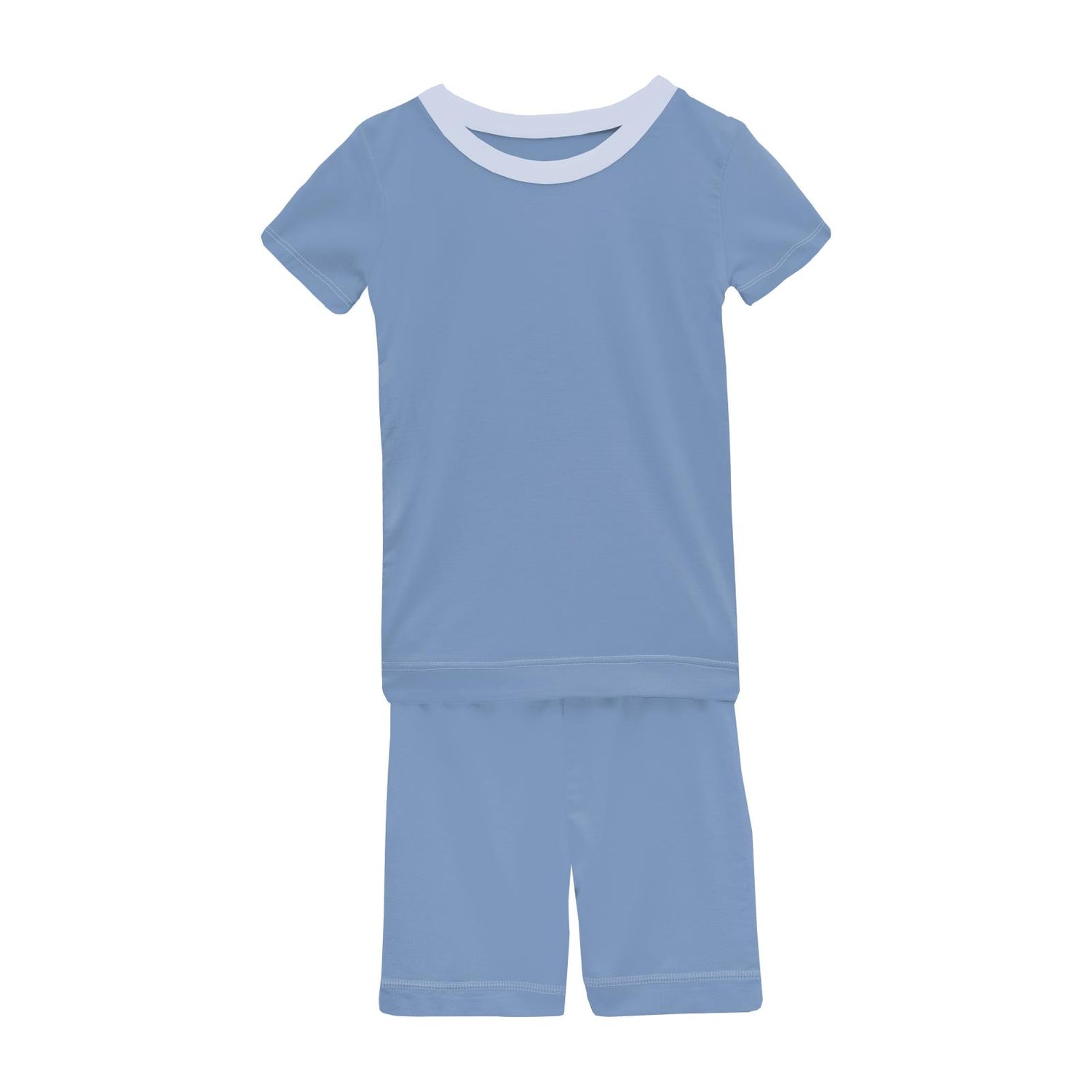 Short Sleeve Pajama Set with Shorts in Dream Blue with Dew
