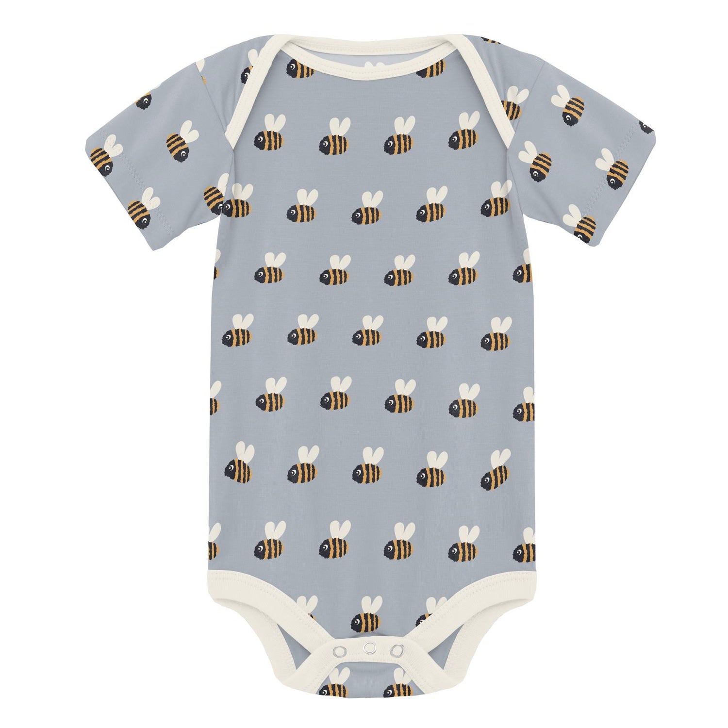 Print Short Sleeve One Piece in Pearl Blue Baby Bumblebee