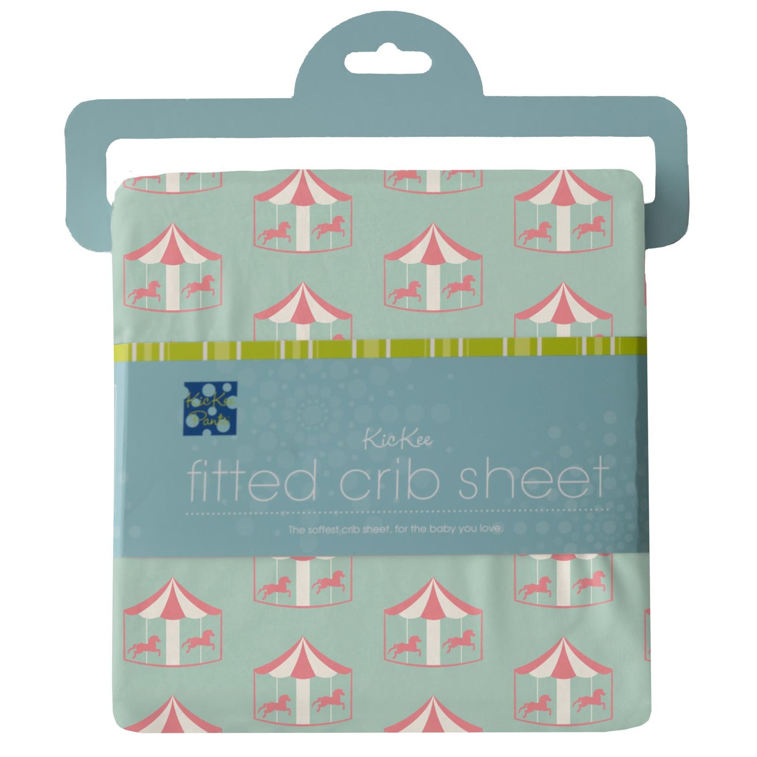 Print Grow with me Crib to Twin Fitted Sheet in Pistachio Carousel