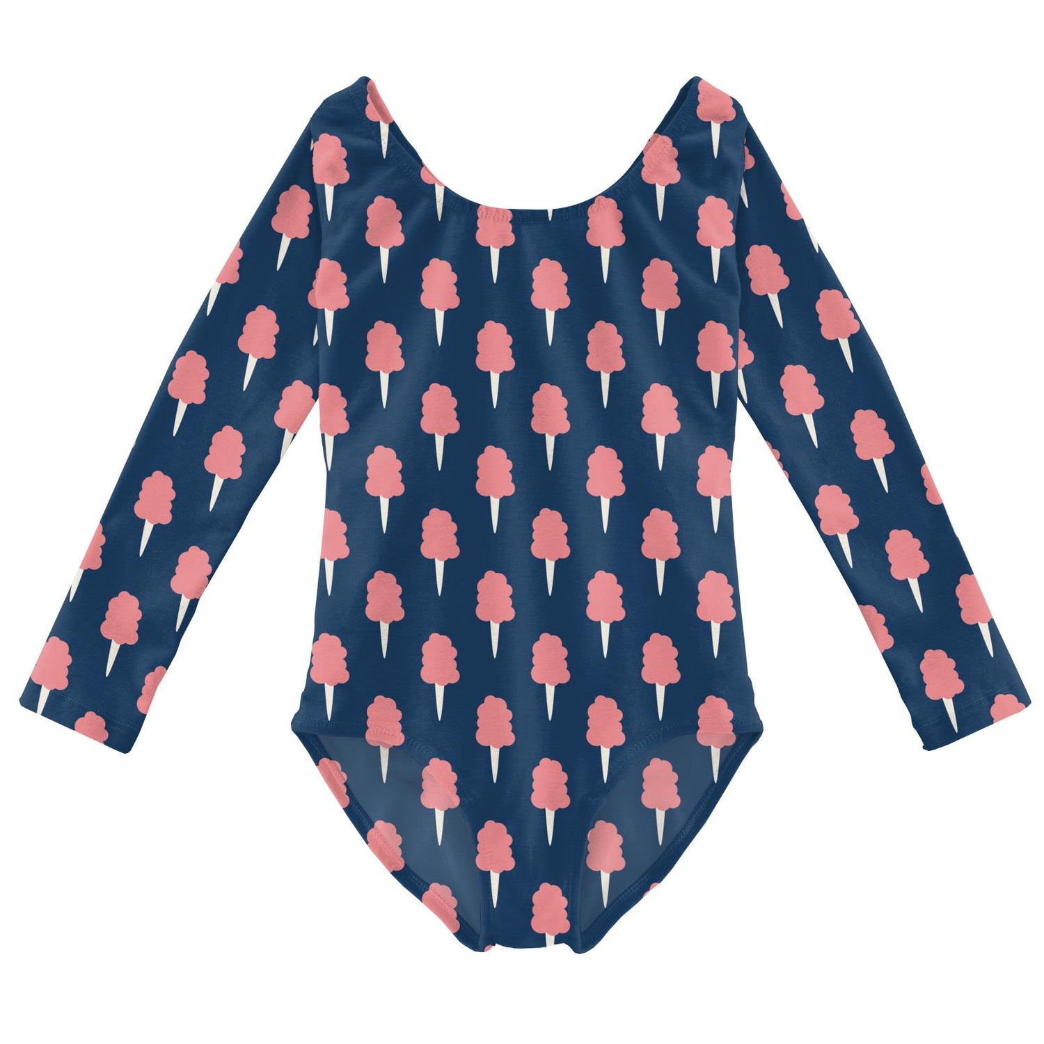 Print Long Sleeve Luxe Leotard in Navy Cotton Candy