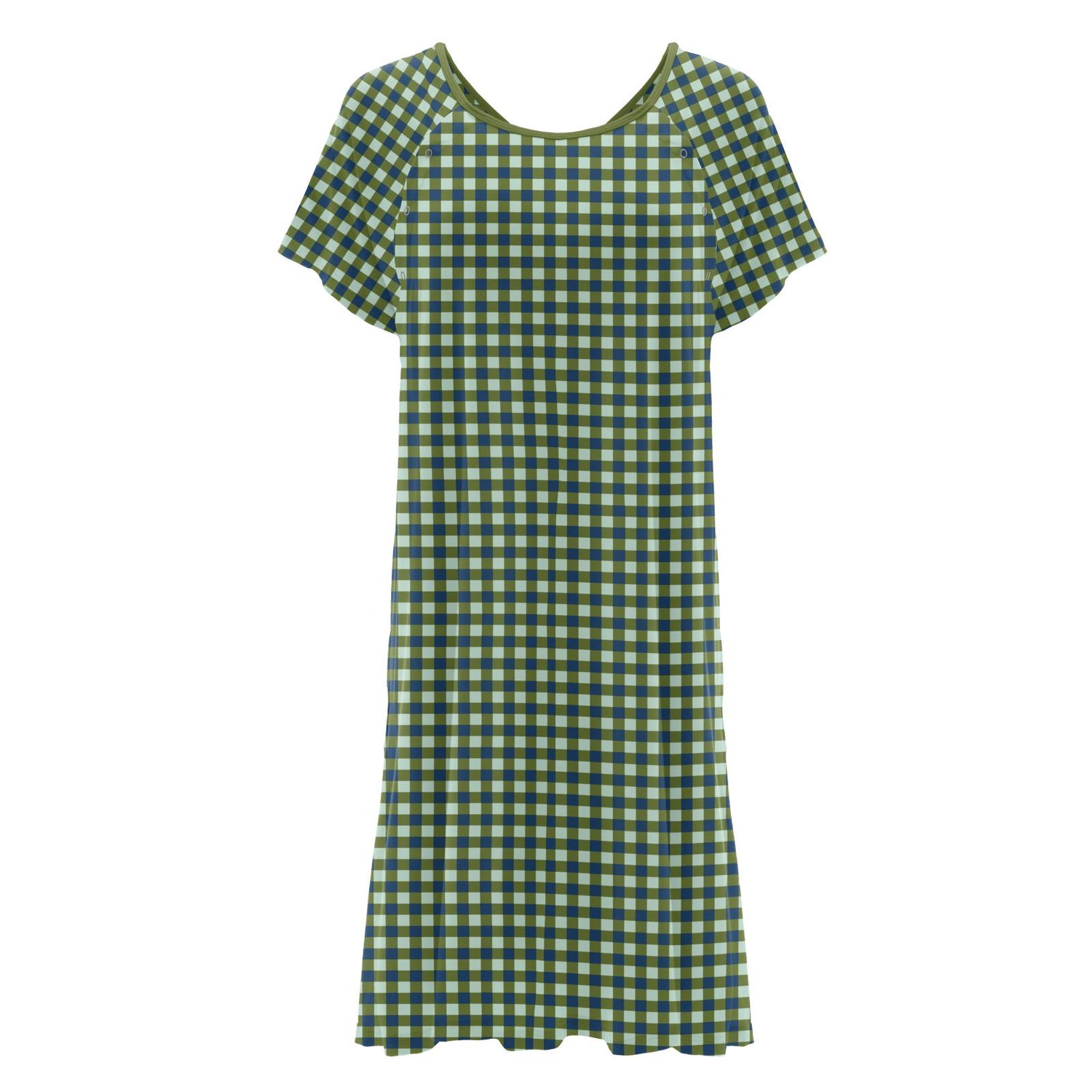 Women's Print Hospital Gown in Moss Gingham