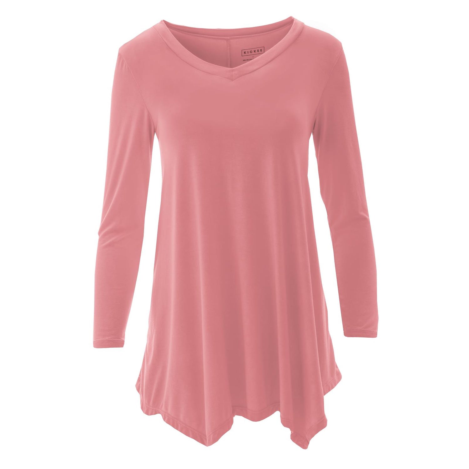 Women's Solid Long Sleeve Tunic in Strawberry
