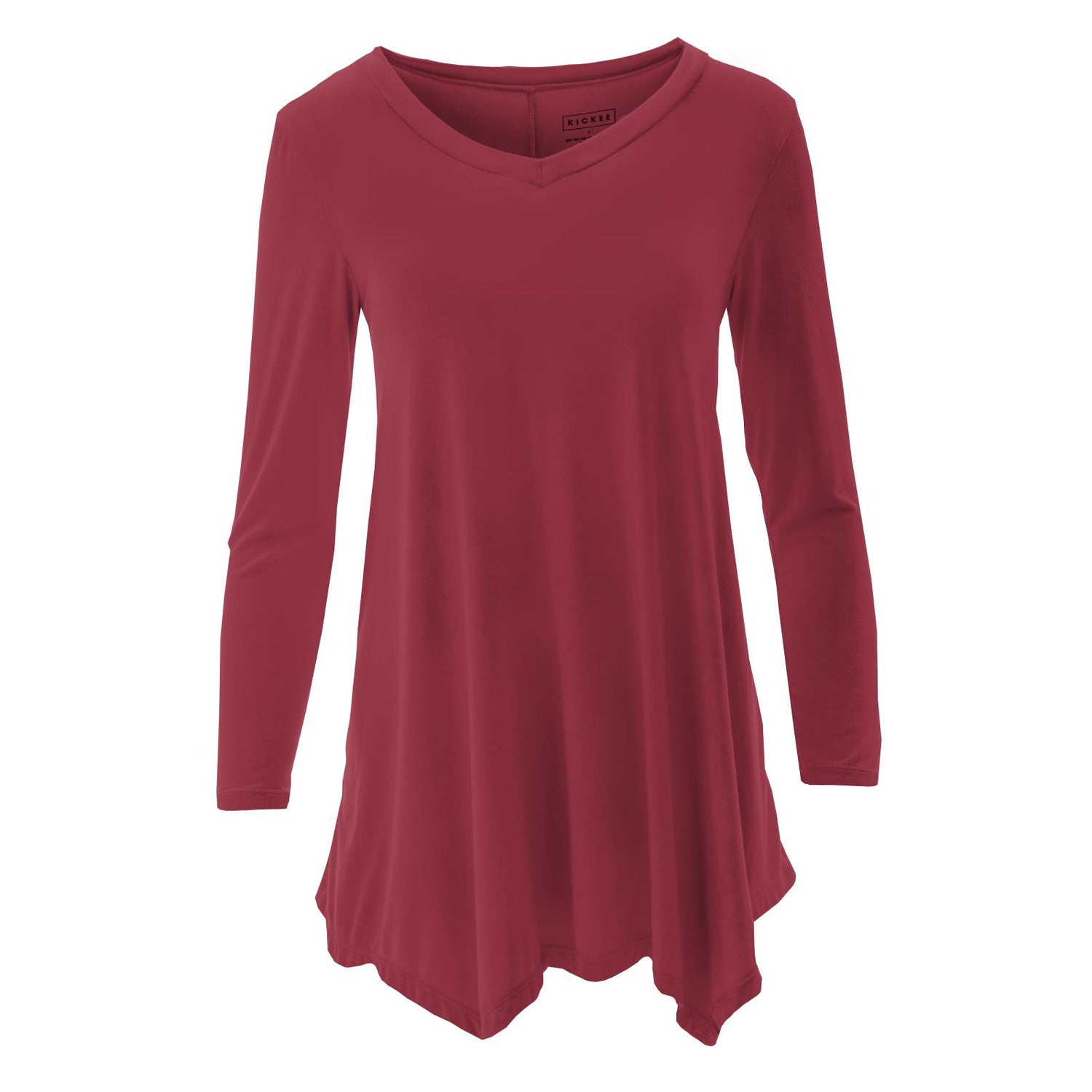 Women's Solid Long Sleeve Tunic in Wild Strawberry
