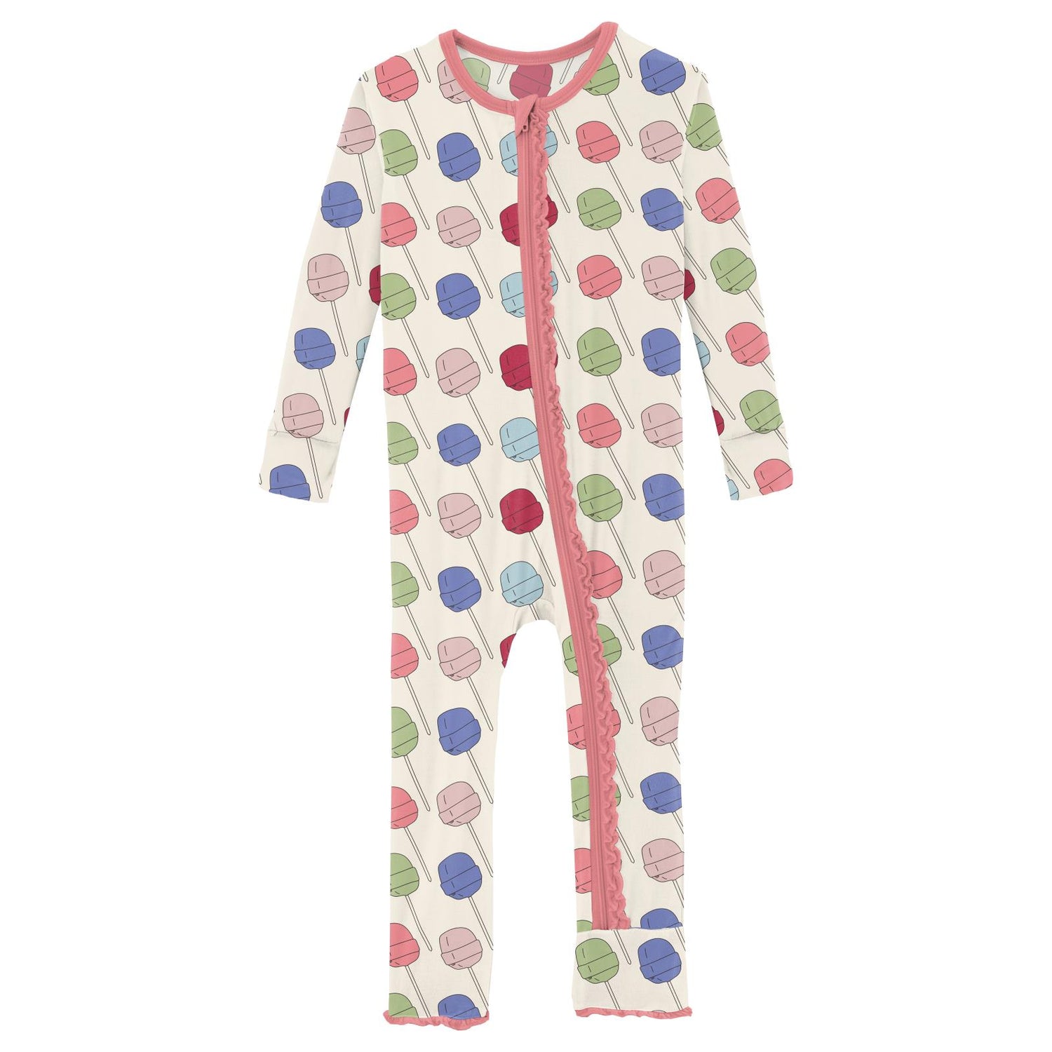 Print Muffin Ruffle Coverall with 2 Way Zipper in Lula's Lollipops