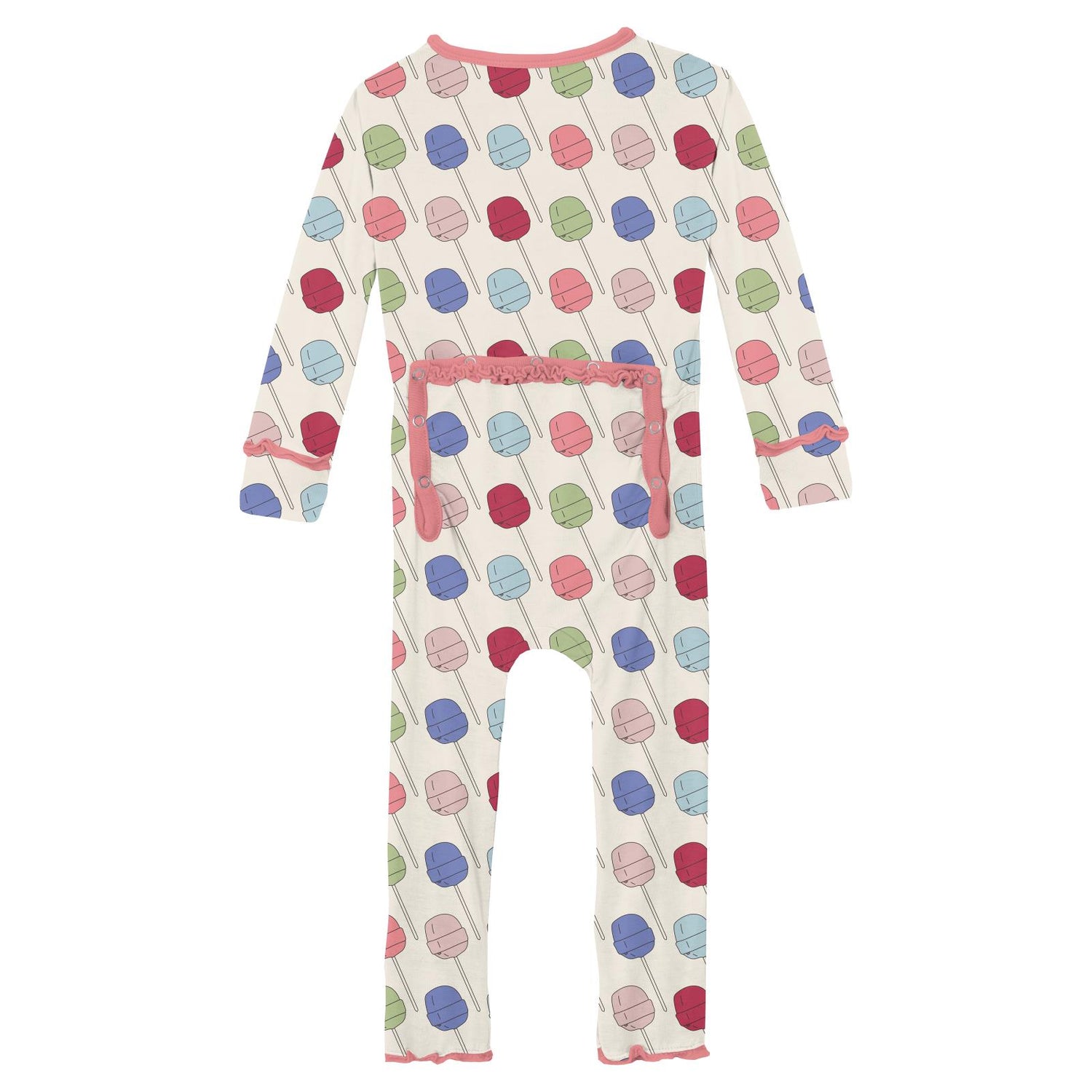 Print Muffin Ruffle Coverall with 2 Way Zipper in Lula's Lollipops