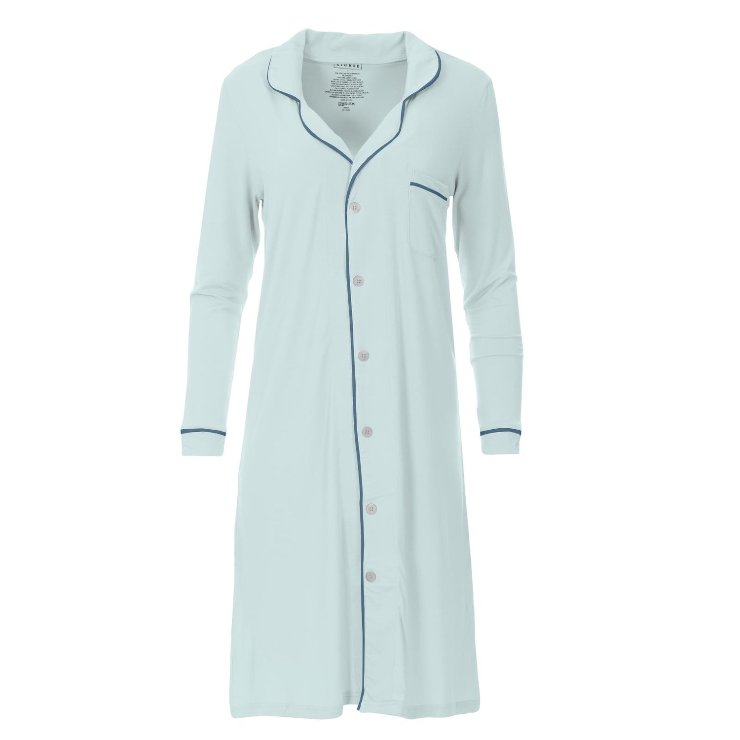 Women's Long Sleeve Button Down Night Shirt in Fresh Air with Deep Sea