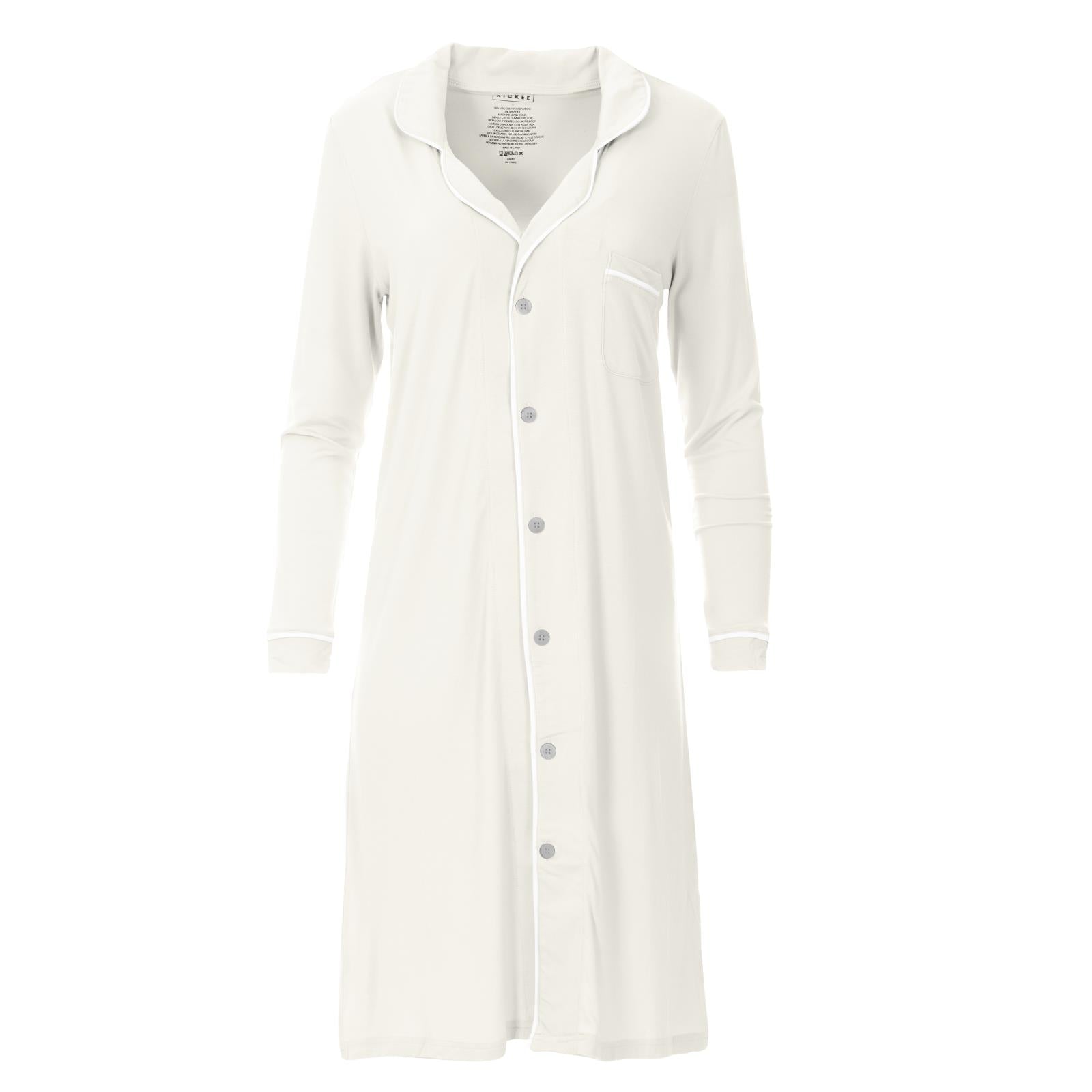 Bamboo Women's Button Down Nightshirt - Natural | KicKee Pants Bamboo Women's Button Down Nightshirt - Natural | KicKee Pants