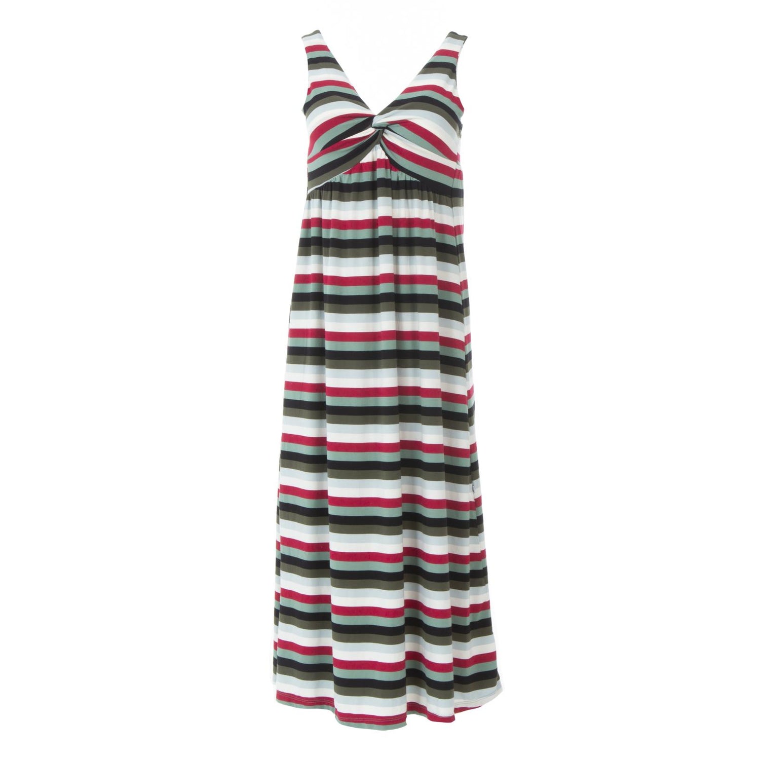 Print Simple Twist Nightgown in Christmas Multi Stripe