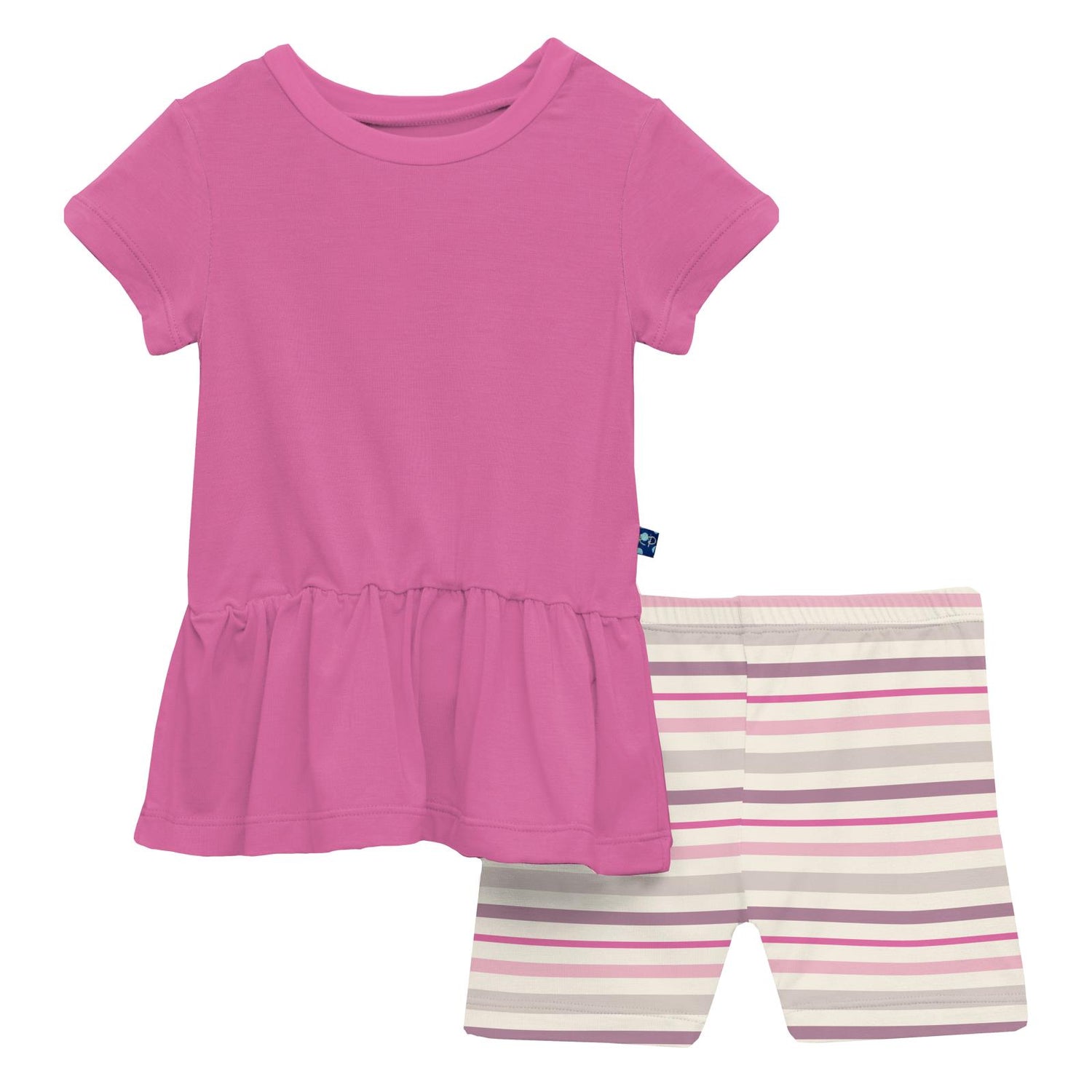 Print Short Sleeve Playtime Outfit Set in Whimsical Stripe