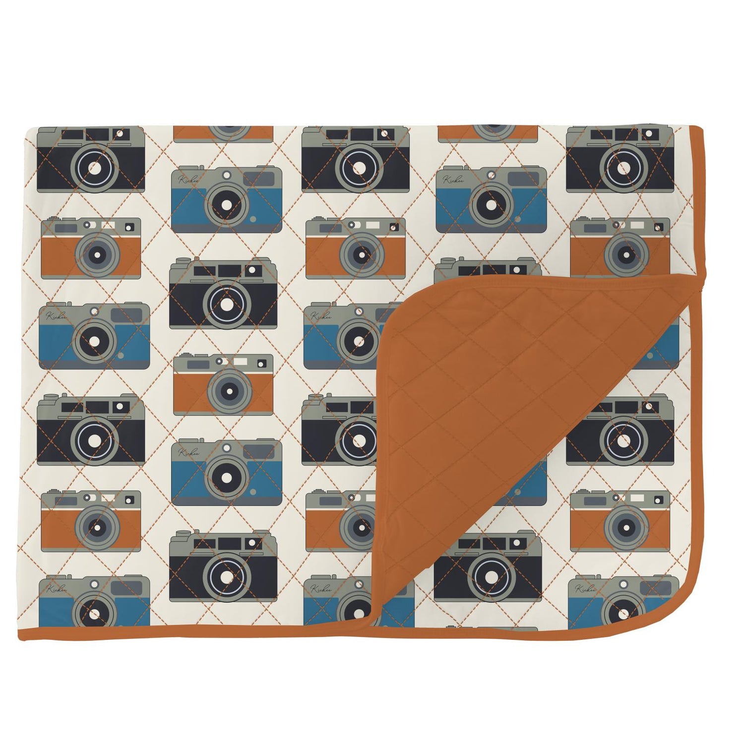 Print Quilted Throw Blanket in Moms Camera/Harvest