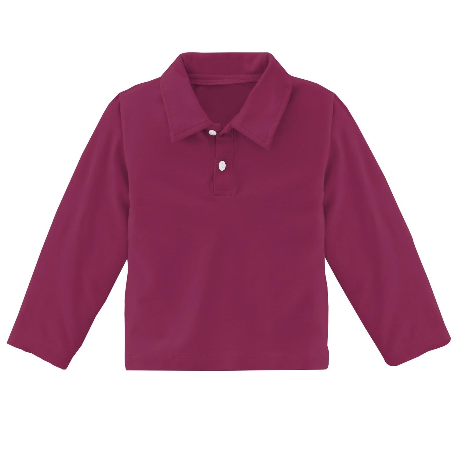 Long Sleeve Luxe Jersey Polo in Berry