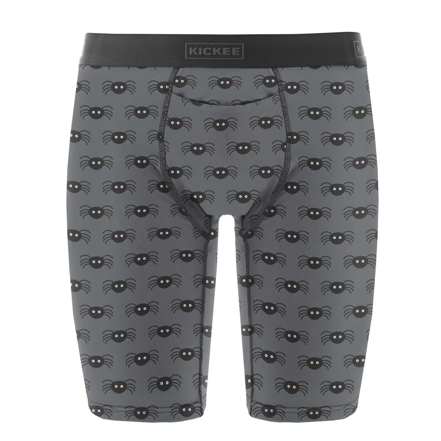 Men's Print Long Boxer Brief with Top Fly in Stone Spiders
