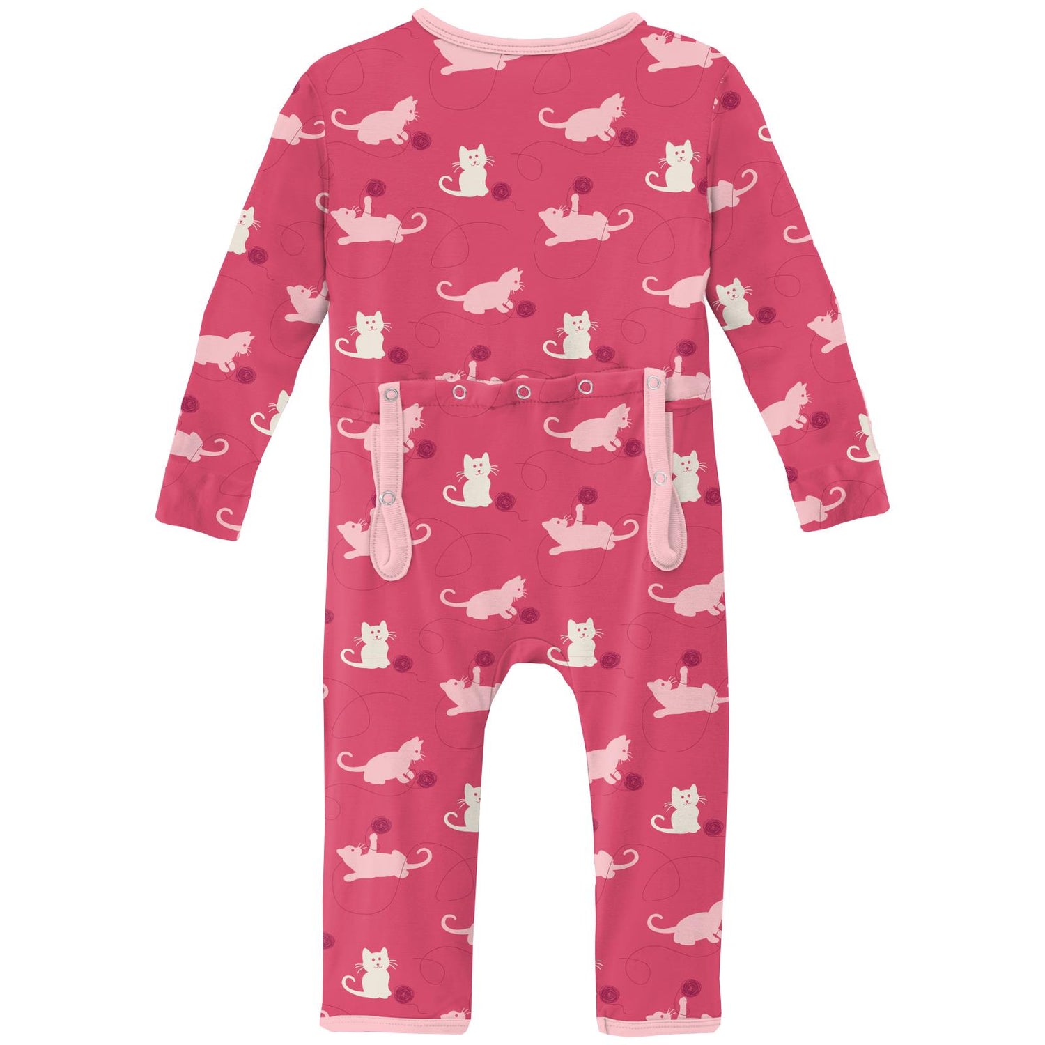 Print Coverall with Zipper in Winter Rose Kitty