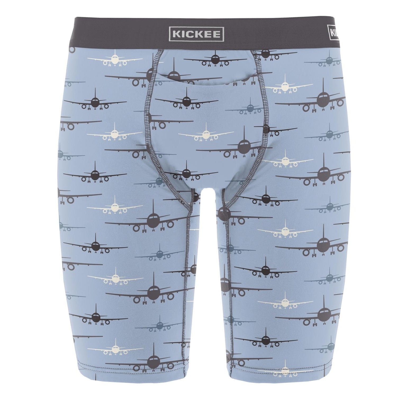 Men's Print Long Boxer Brief with Top Fly in Pond Airplanes