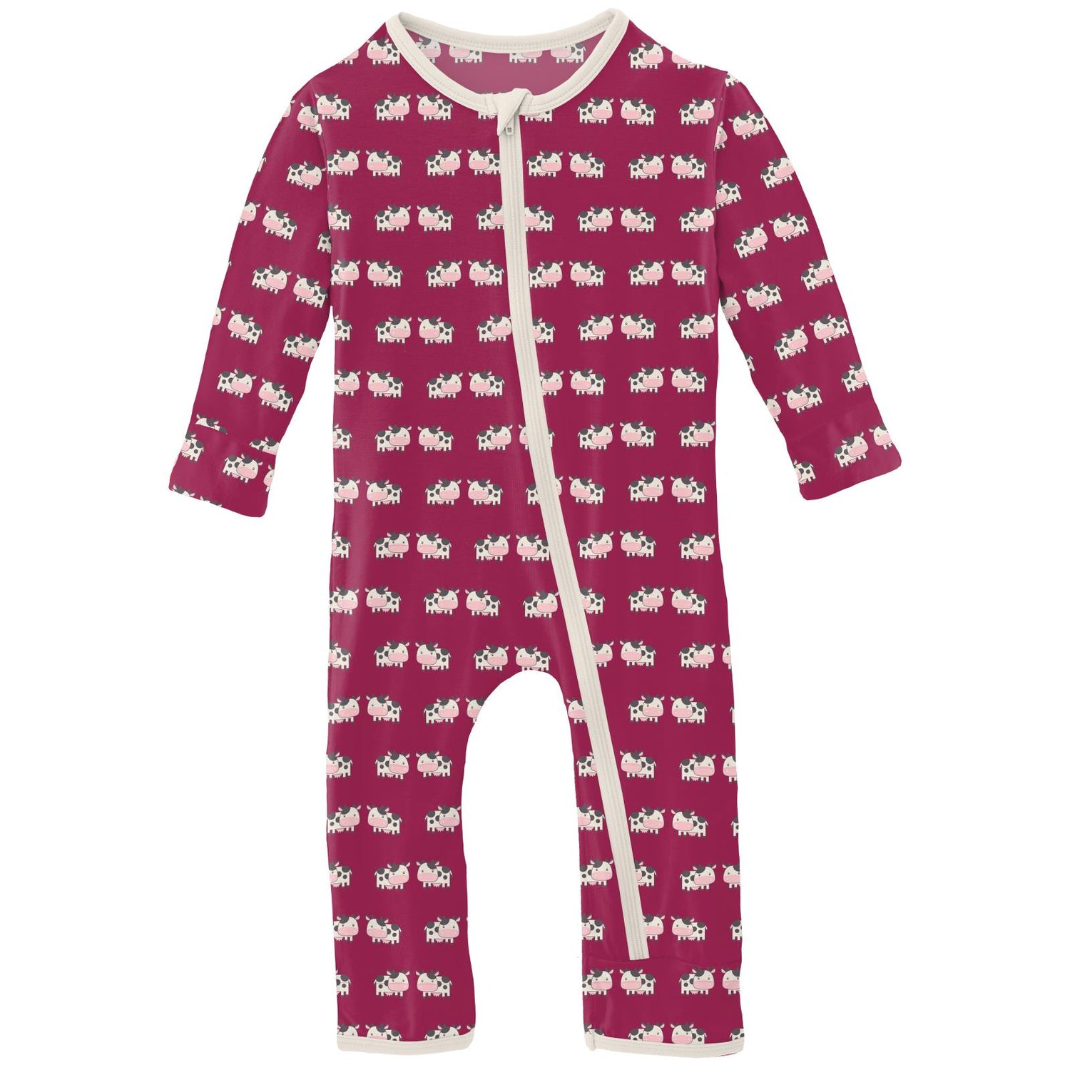 Print Coverall with Zipper in Berry Cow