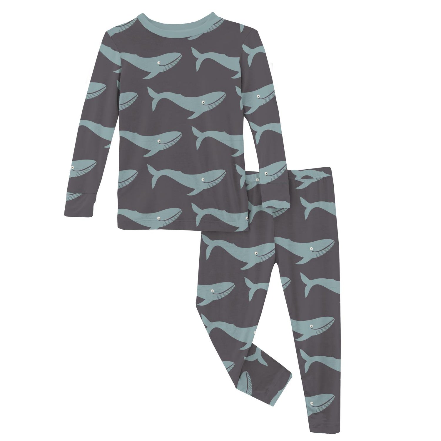 Print Long Sleeve Pajama Set in Rain Whale