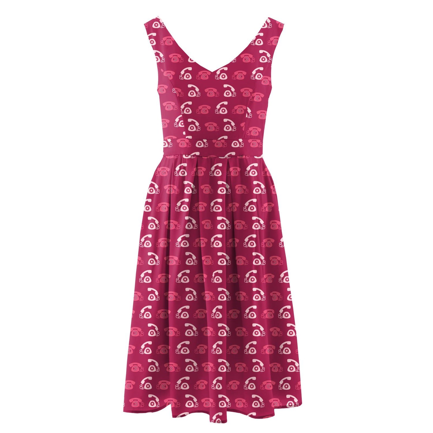 Women's Print Woven Dress in Berry Telephone