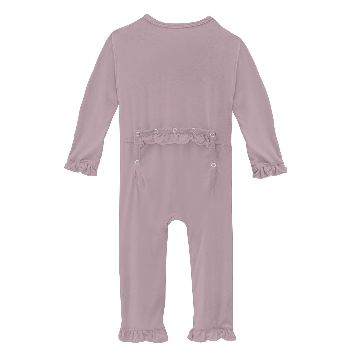 Classic Ruffle Coverall with Snaps in Sweet Pea