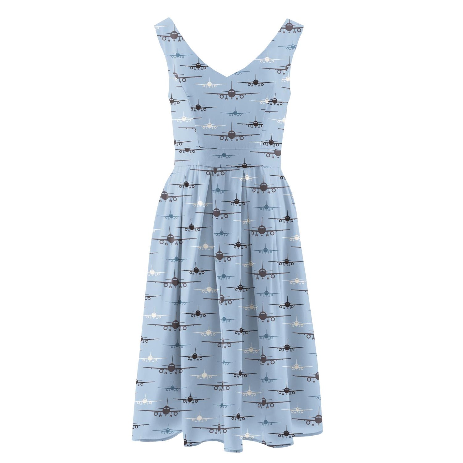 Women's Print Woven Dress in Pond Airplanes