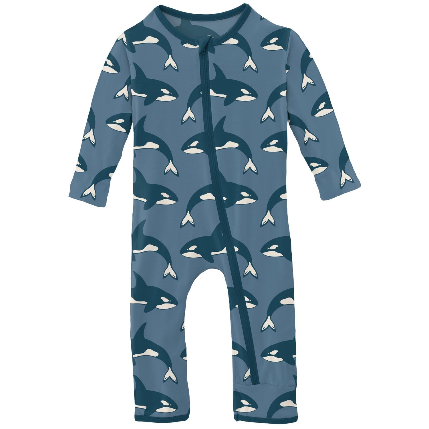 Print Coverall with Zipper in Parisian Blue Orca