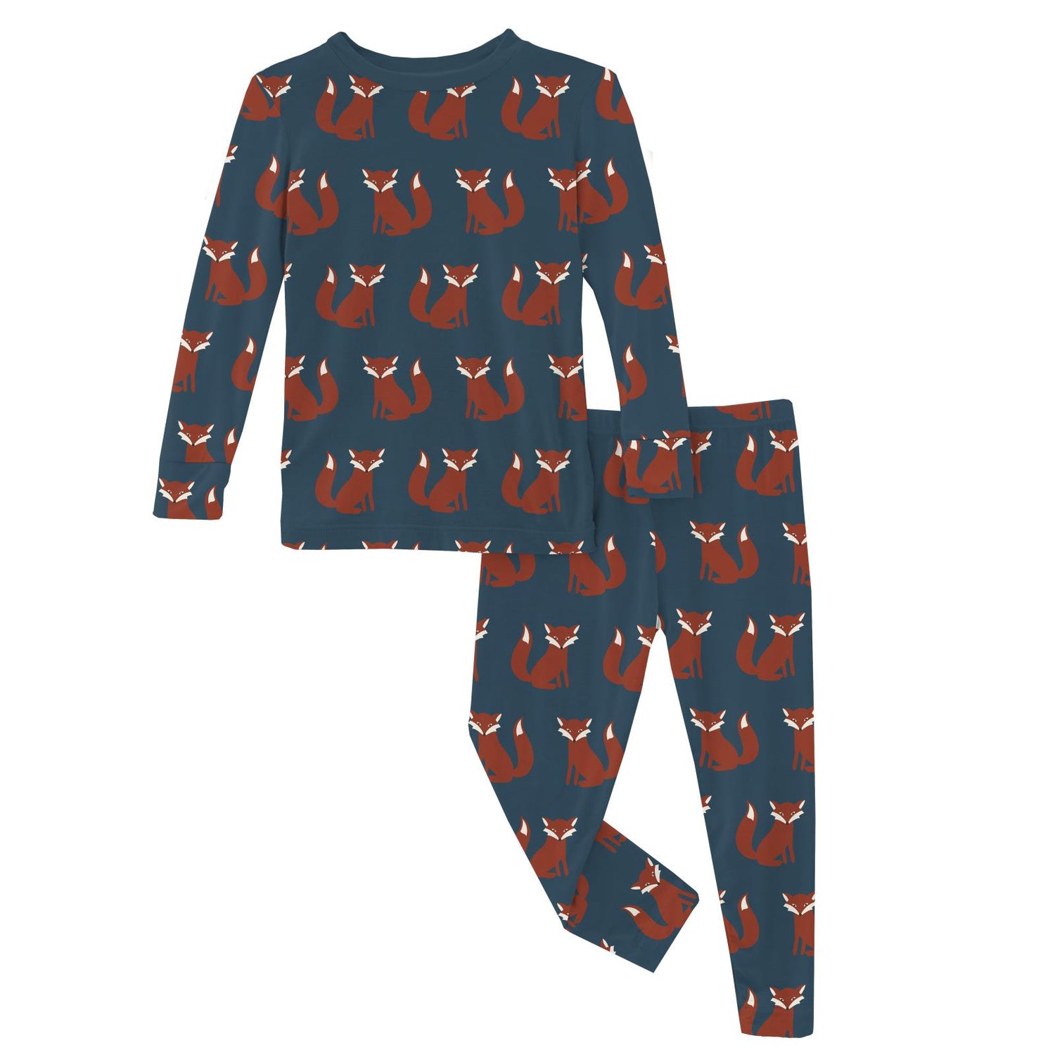 Print Long Sleeve Pajama Set in Peacock Fox