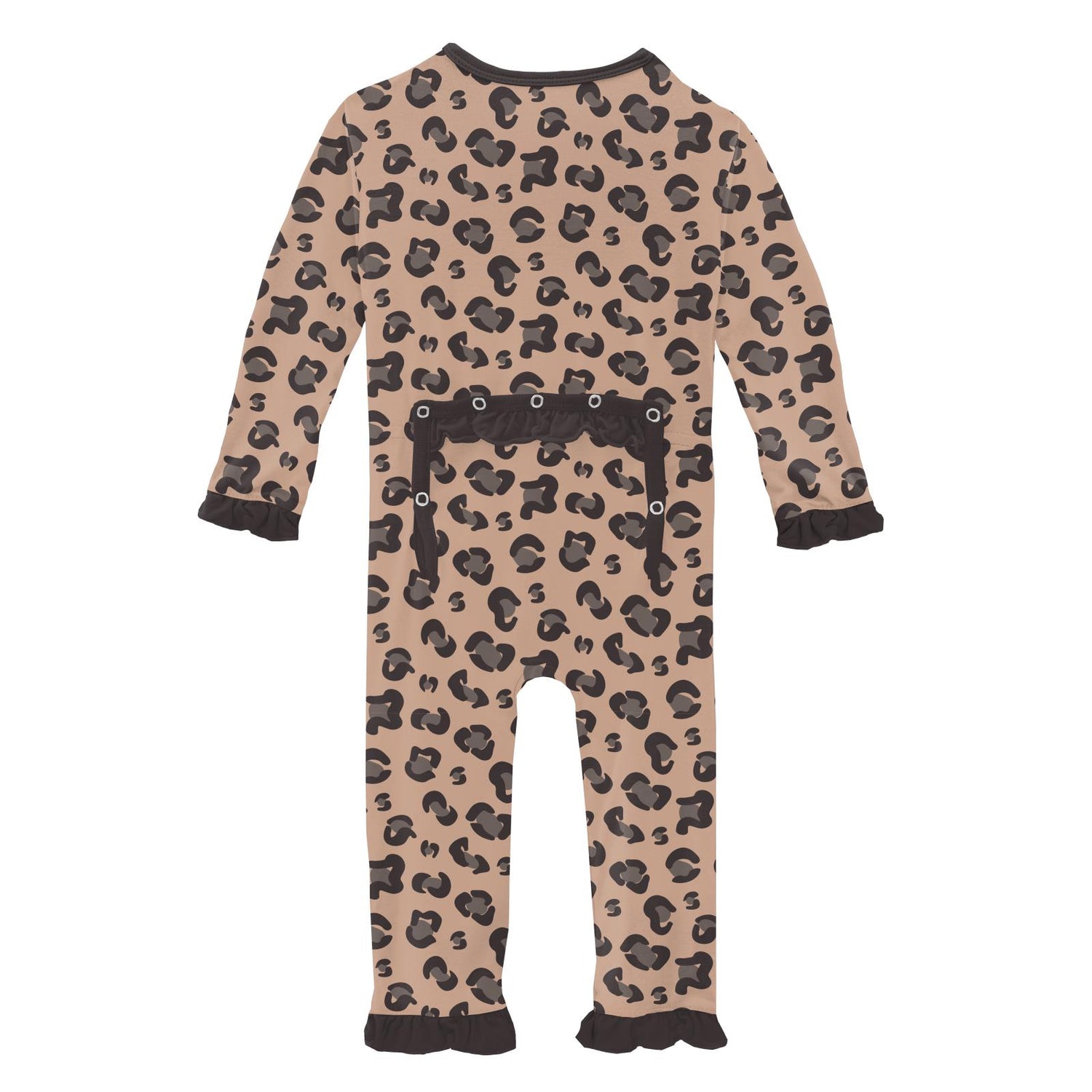 Print Classic Ruffle Coverall with Snaps in Suede Cheetah Print