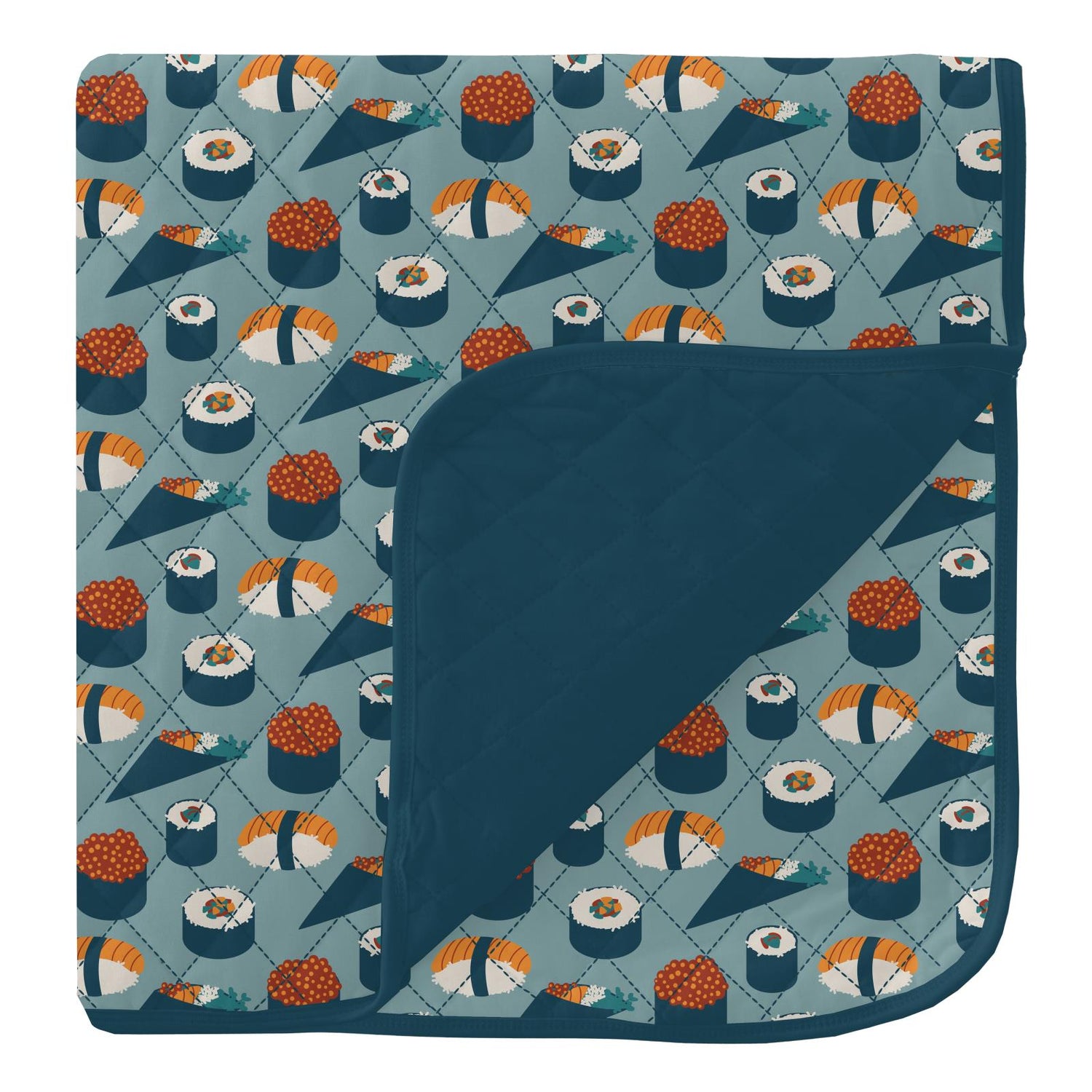 Print Quilted Toddler Blanket in Jade Sushi/Peacock