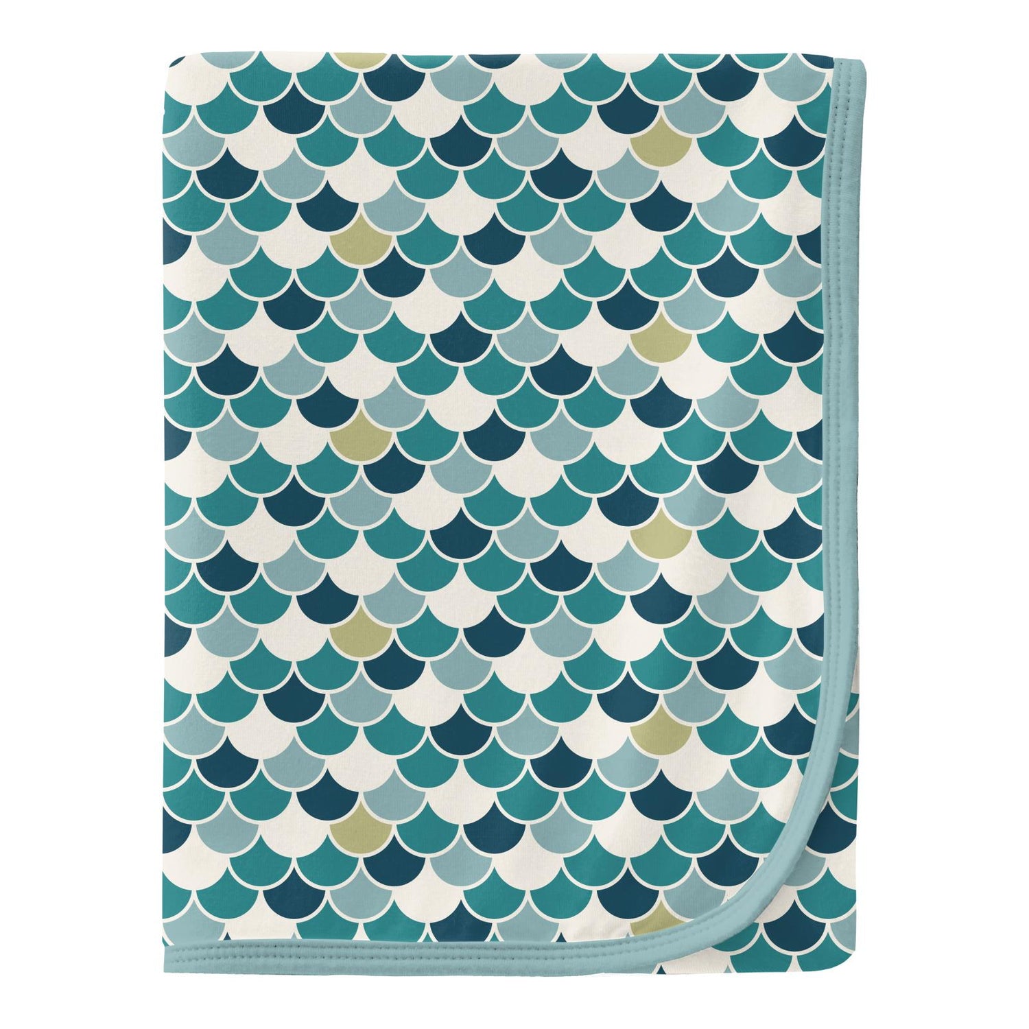 Print Swaddling Blanket in Lagoon Scales