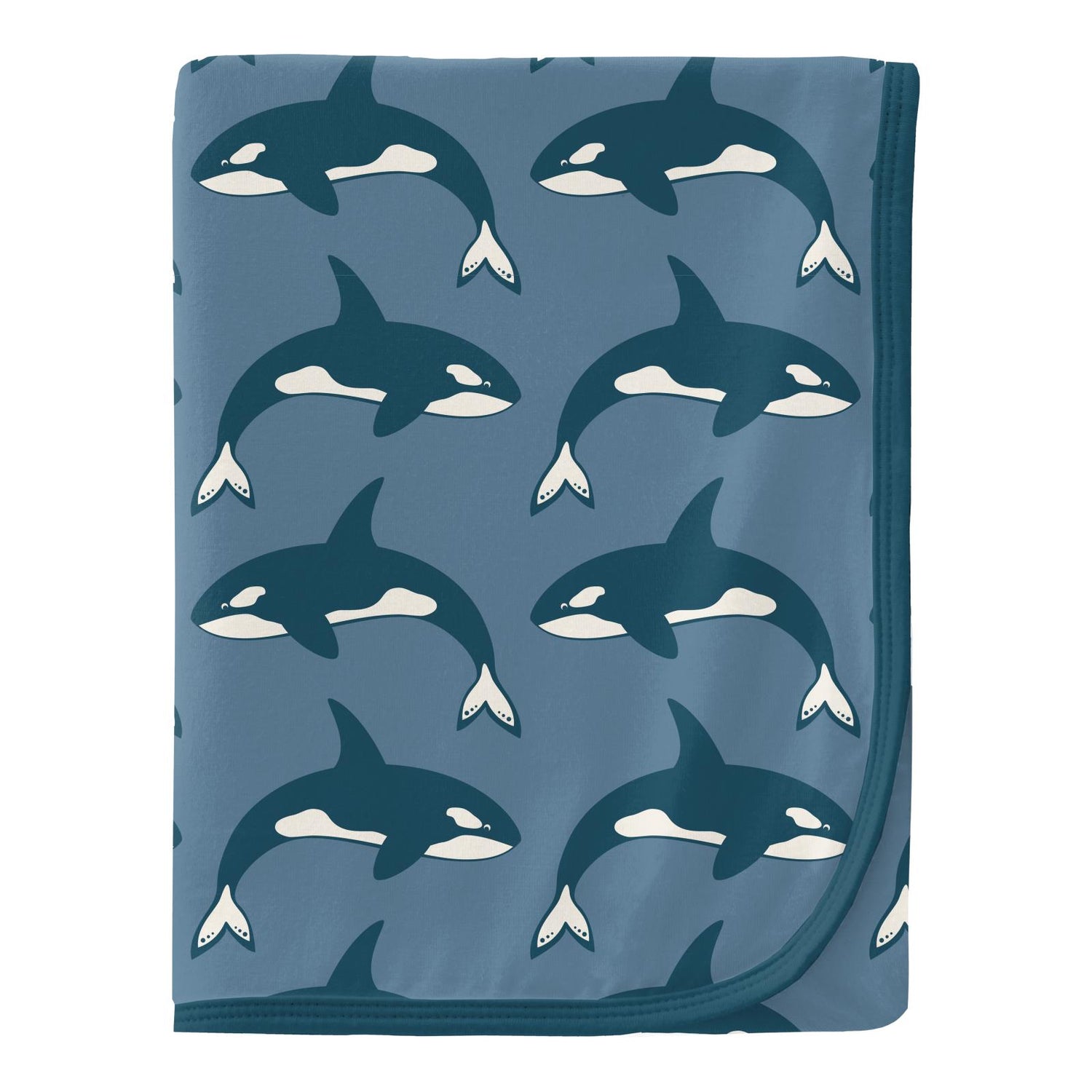 Print Swaddling Blanket in Parisian Blue Orca