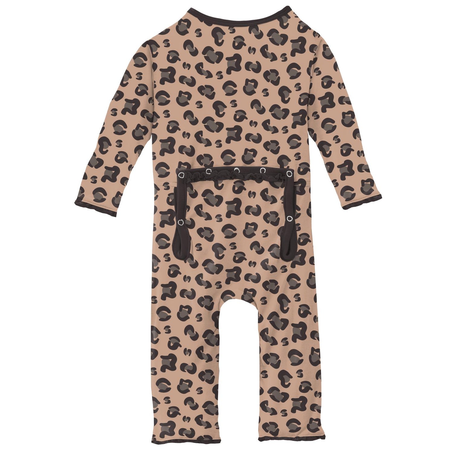 Print Muffin Ruffle Coverall with Zipper in Suede Cheetah Print