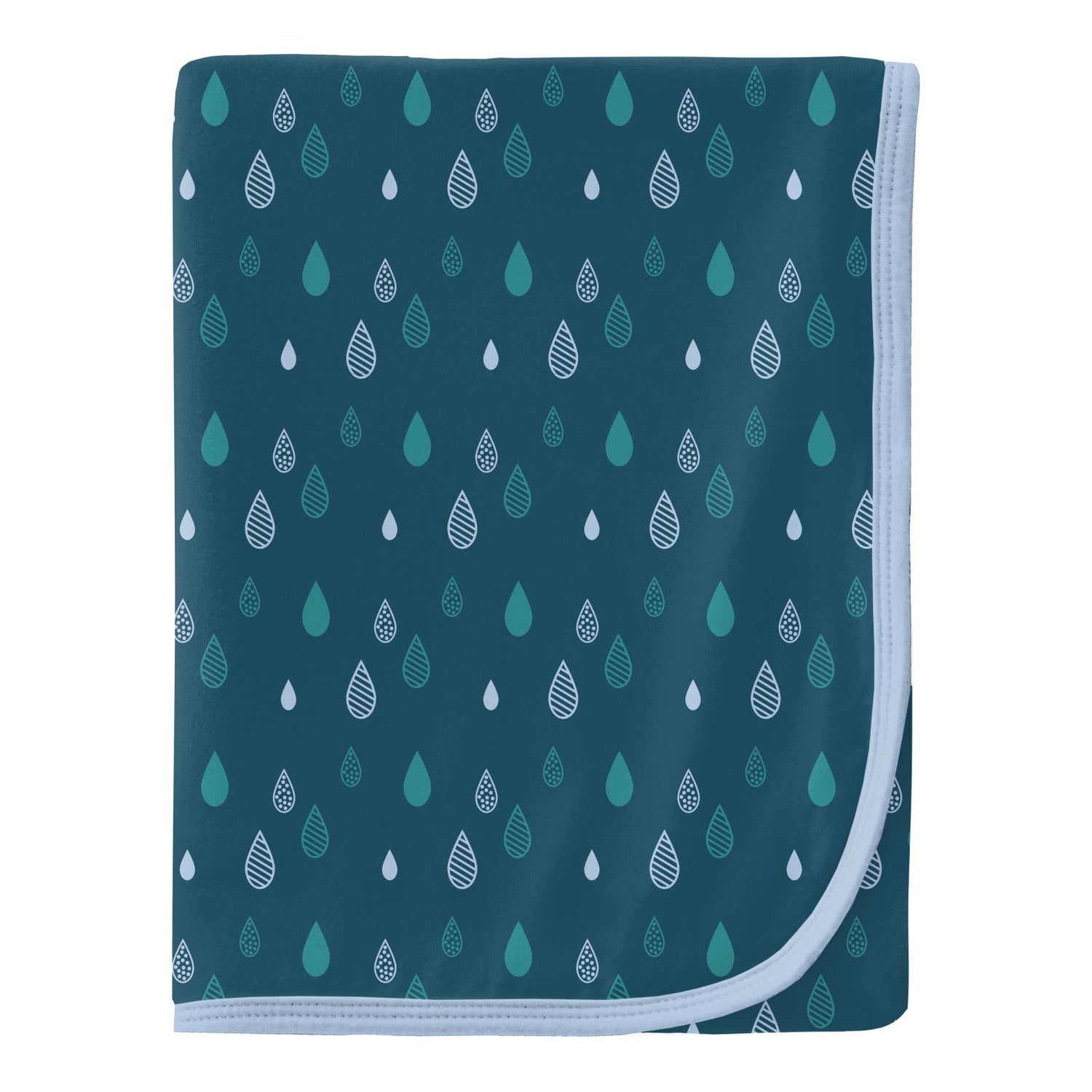 Print Swaddling Blanket in Peacock Raindrops