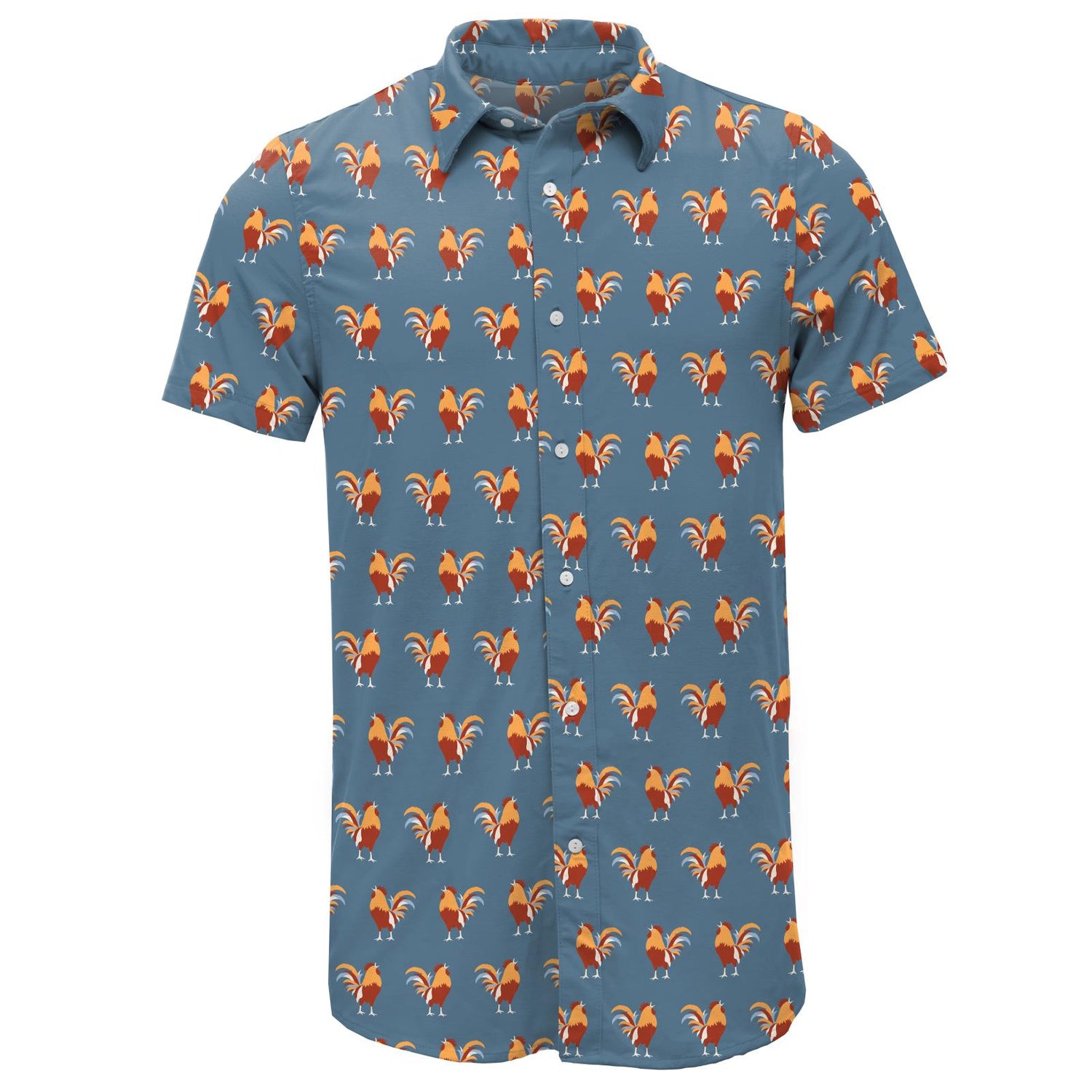 Men's Print Short Sleeve Button Down Shirt in Parisian Rooster