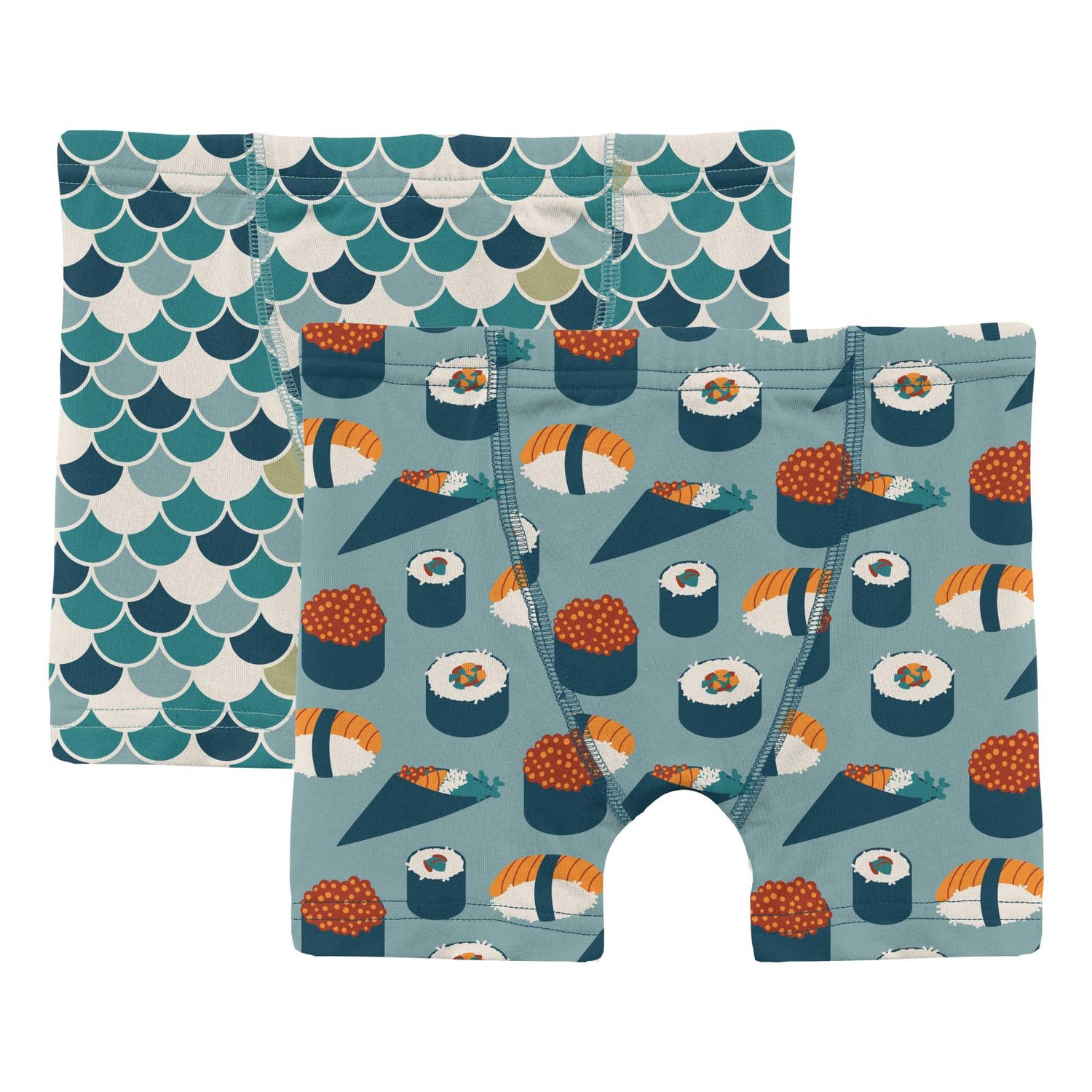 Print Boxer Briefs Set of 2 in Lagoon Scales & Jade Sushi