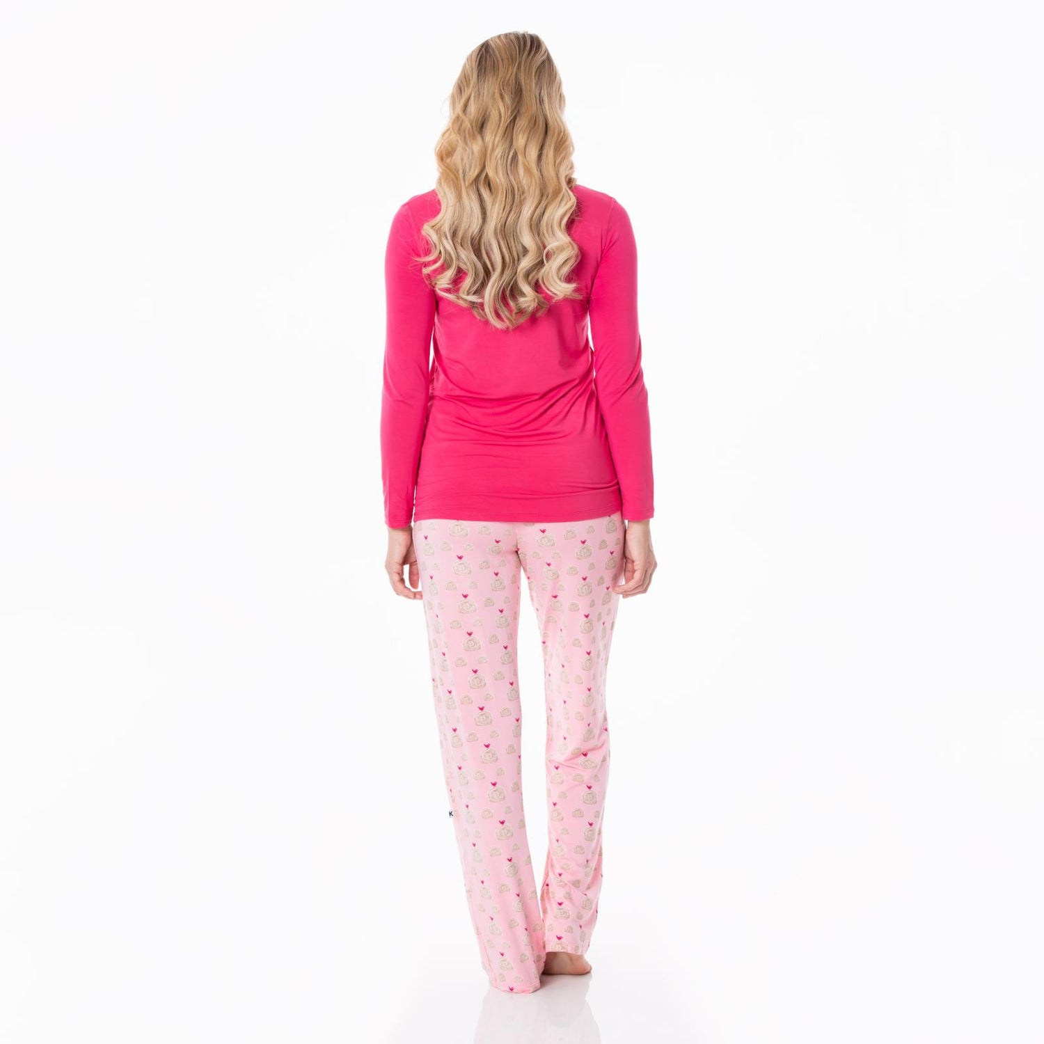 Women's Long Sleeve Loosey Goosey Tee & Pajama Pants Set in Lotus Hay Bales