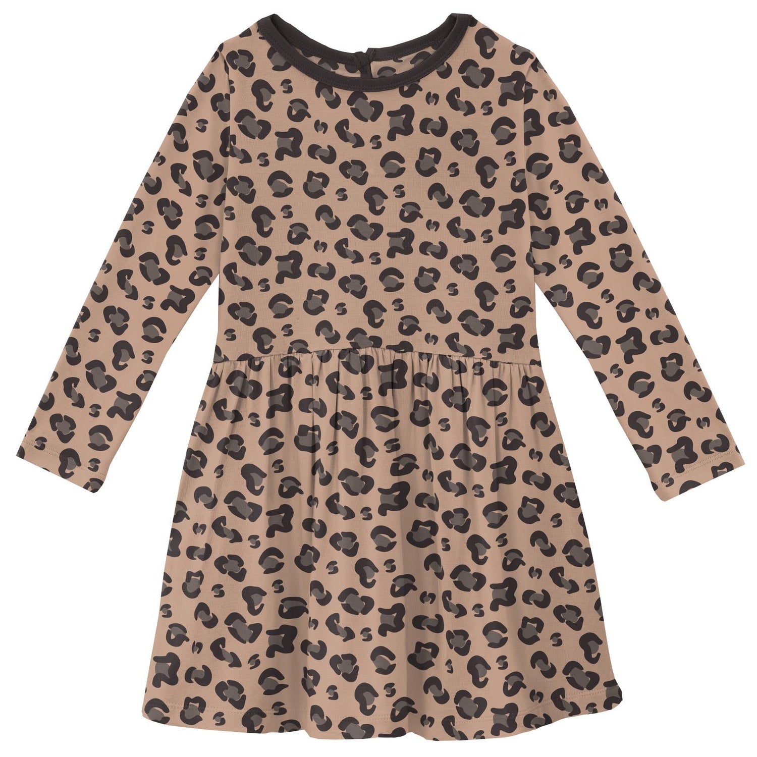 Print Long Sleeve Twirl Dress in Suede Cheetah Print