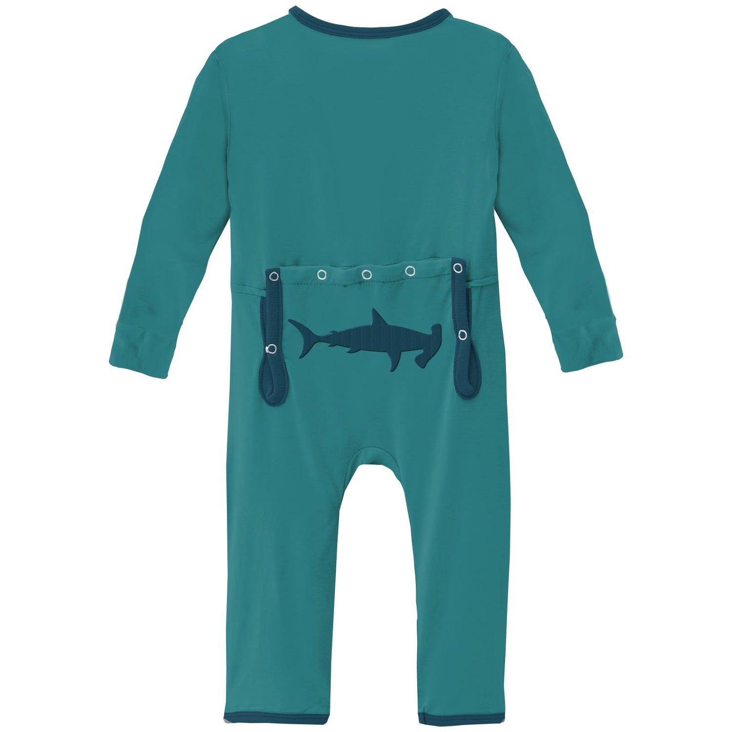 Applique Coverall with Zipper in Lagoon Hammerhead