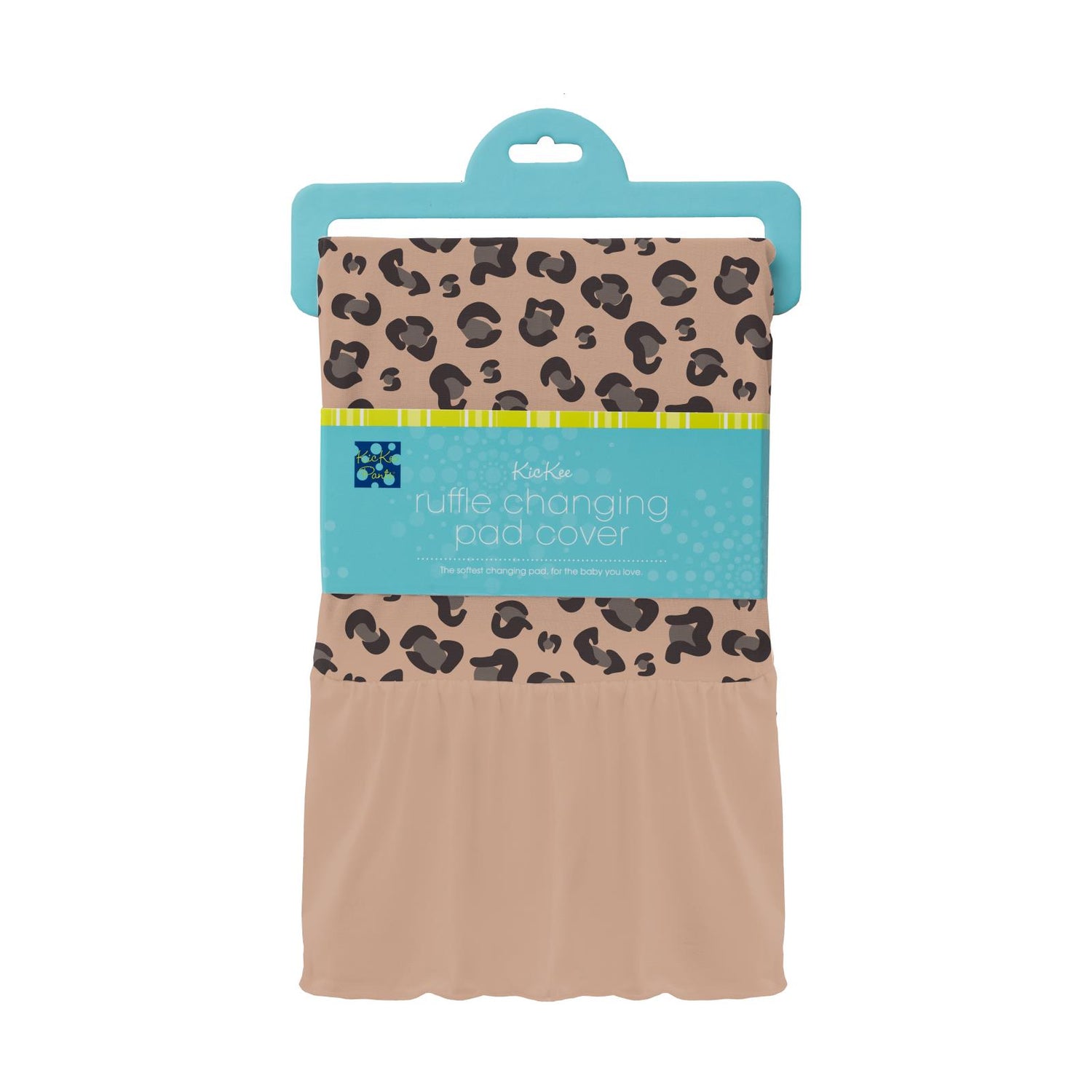 Print Ruffle Changing Pad Cover in Suede Cheetah Print