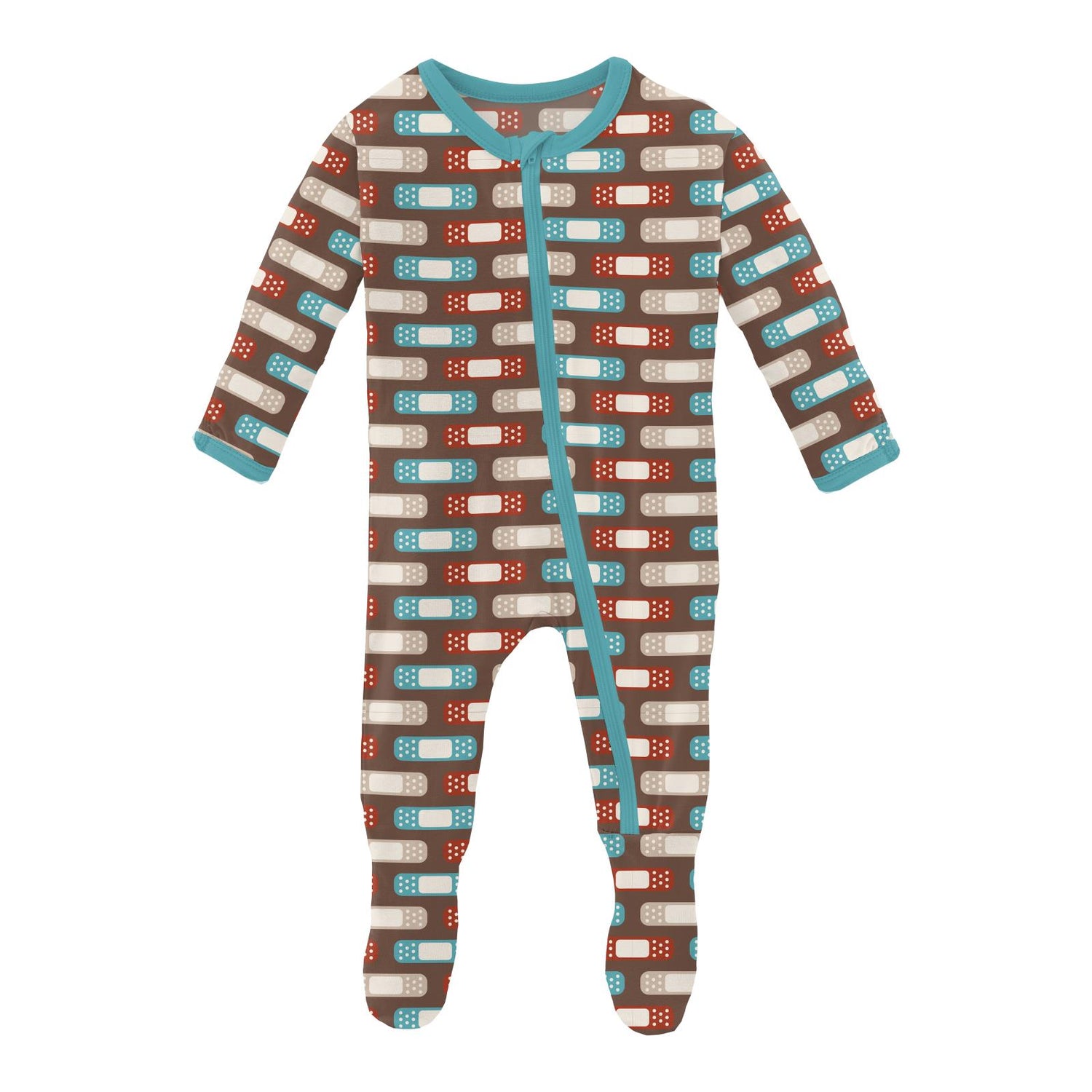 Print Footie with Zipper in Cocoa Boo Boos