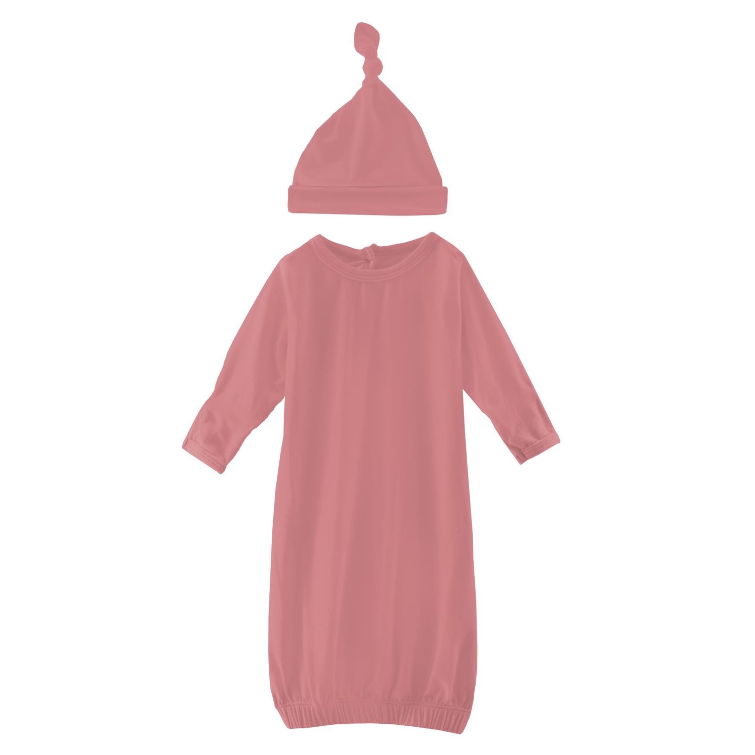 Layette Gown & Single Knot Hat Set in Desert Rose