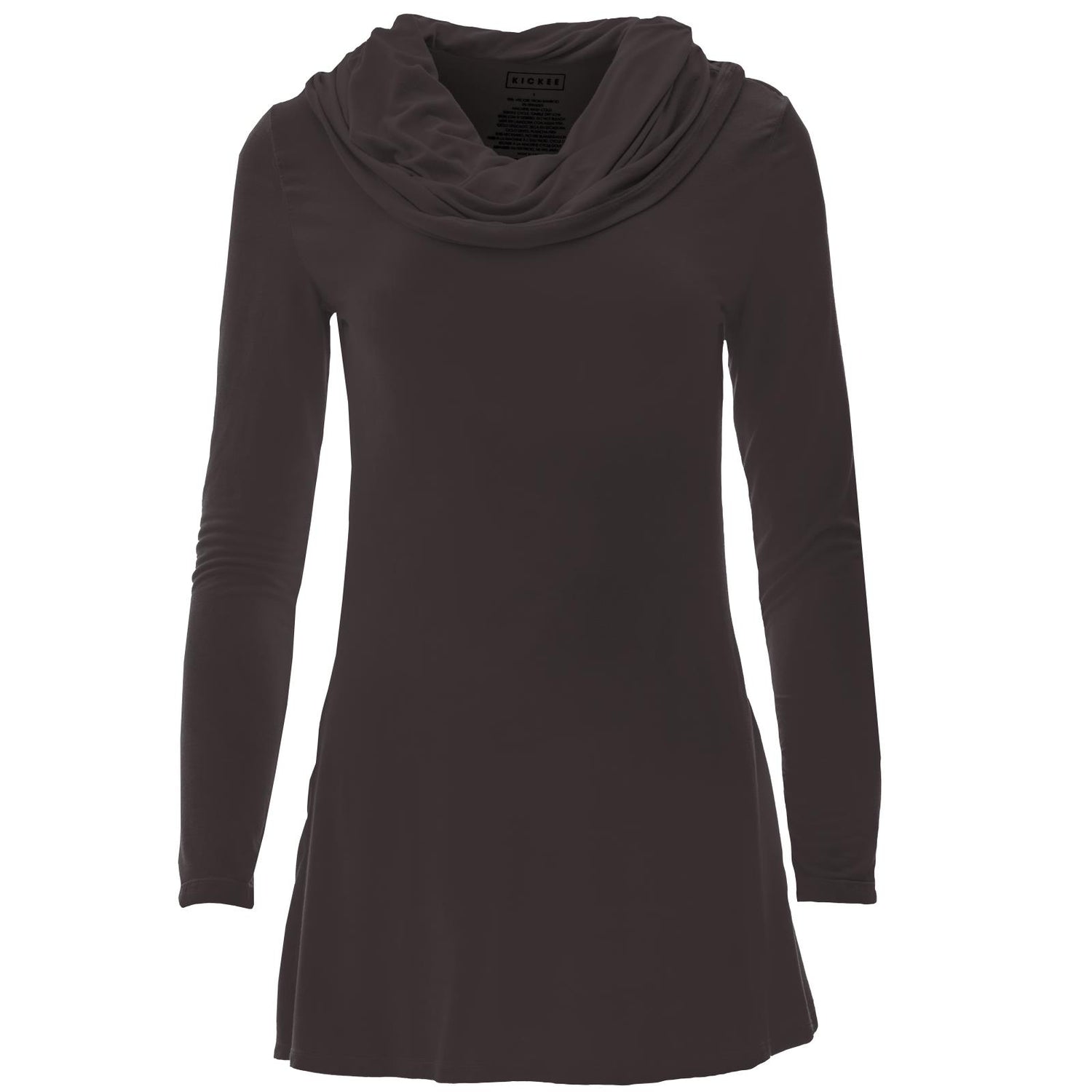 Women's Solid Long Sleeve Cowl-Neck Tunic in Midnight