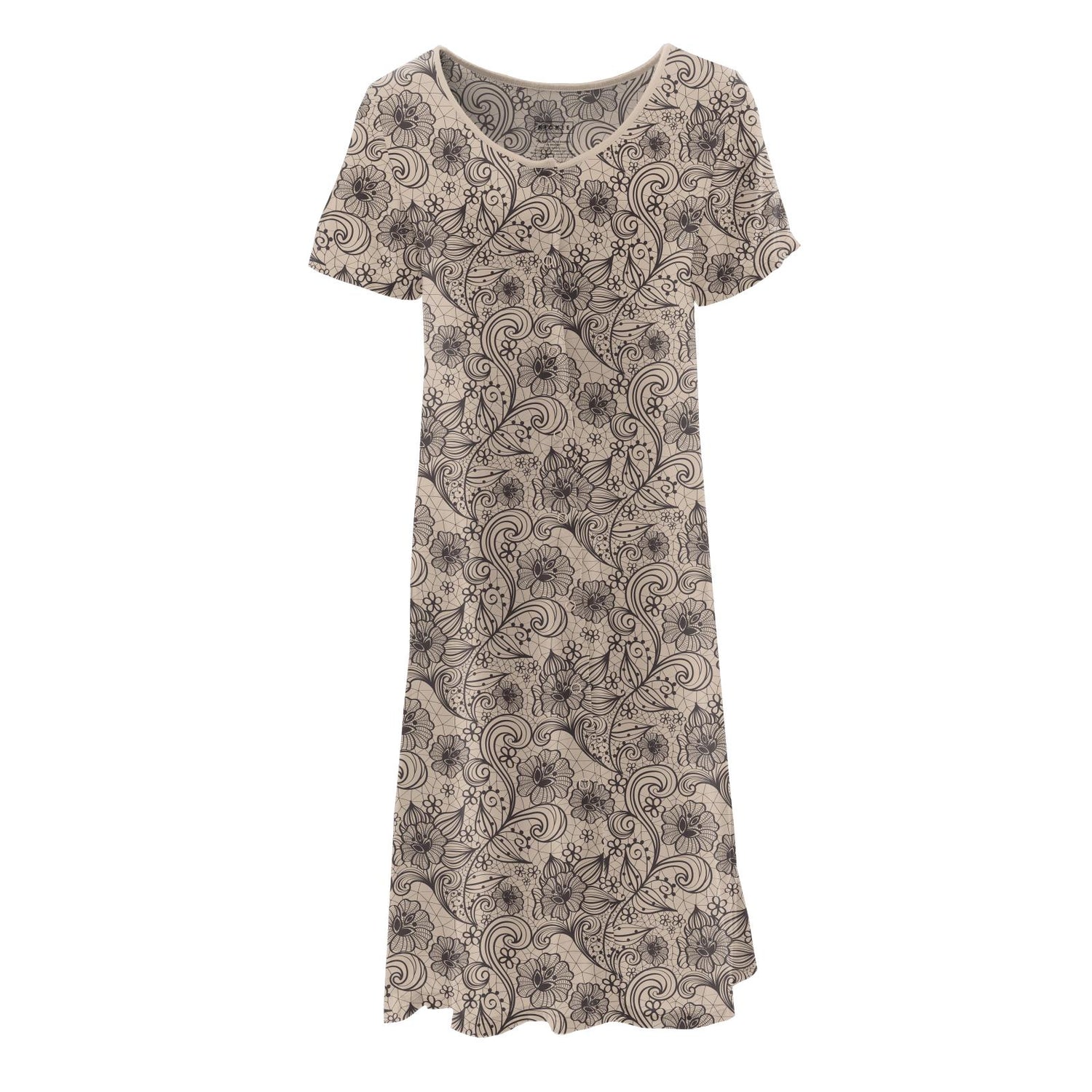 Women's Print Nursing Nightgown in Burlap Lace
