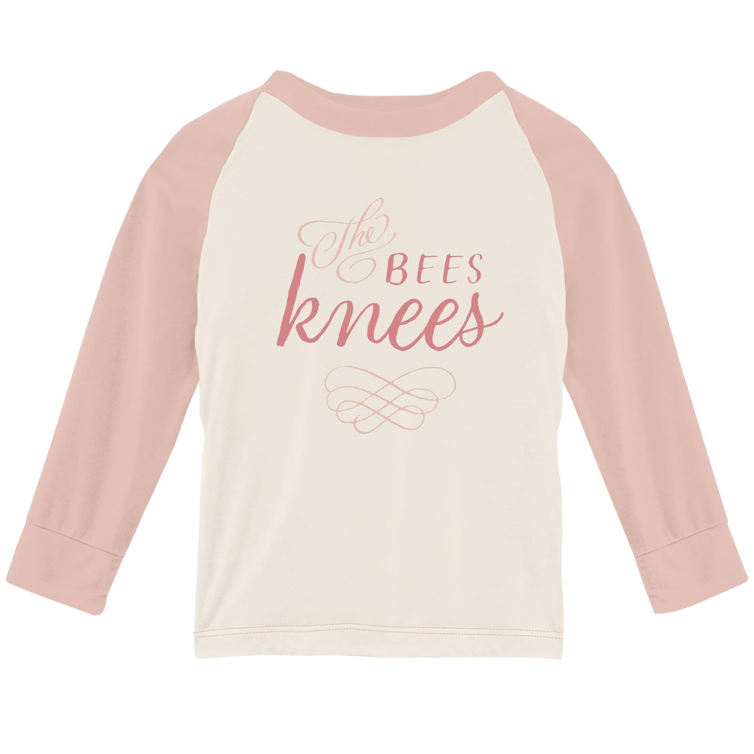Long Sleeve Graphic Tailored Fit Raglan Tee in Natural The Bees Knees