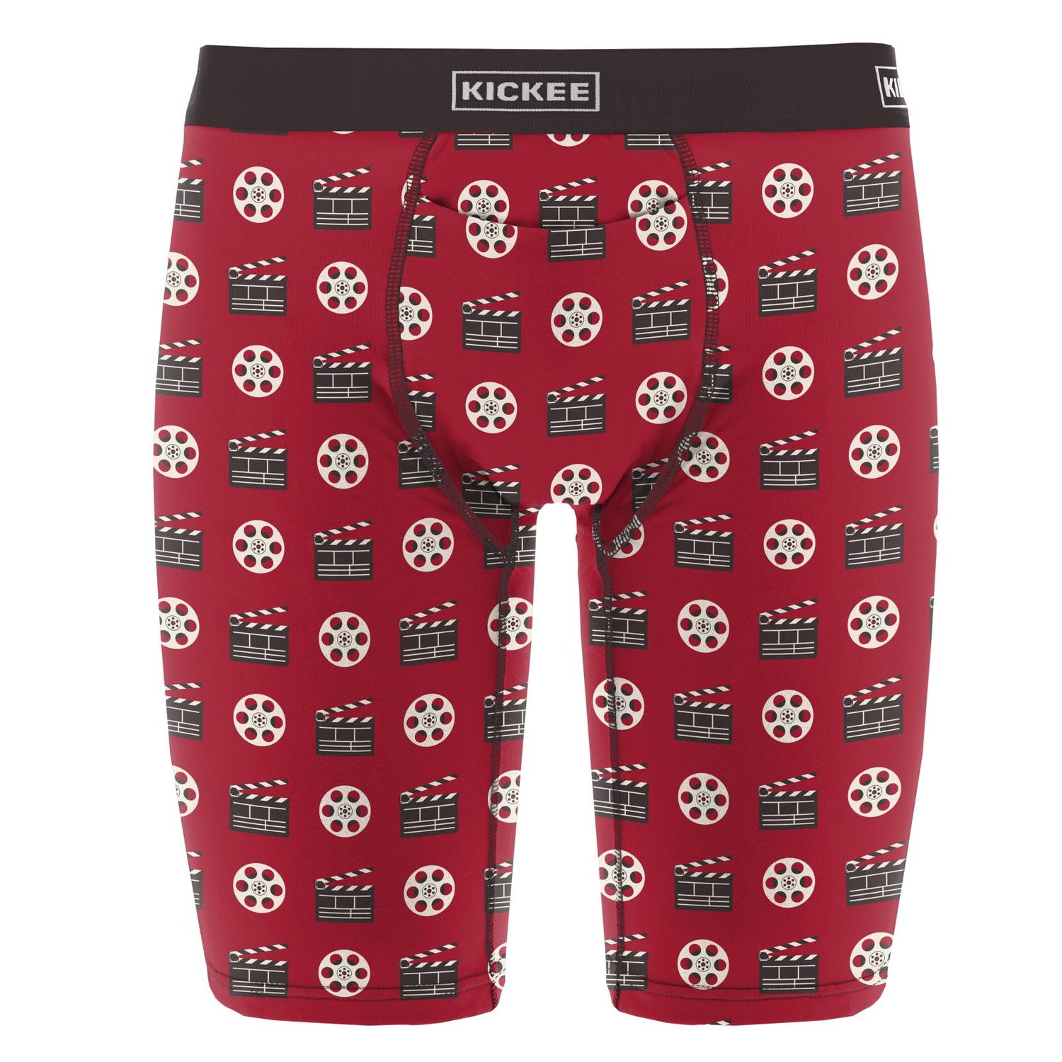 Men's Print Long Boxer Brief with Top Fly in Candy Apple Clapper Board and Film