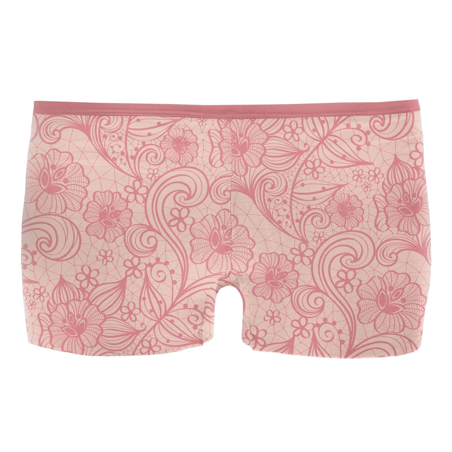 Women's Print Boy Short Underwear in Peach Blossom Lace
