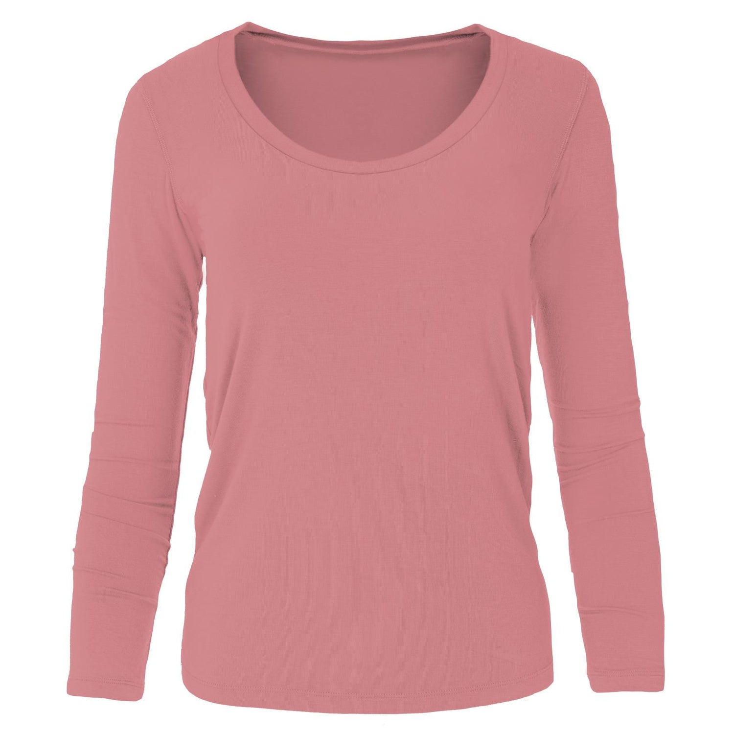 Women's Long Sleeve Scoop Neck Tee in Desert Rose