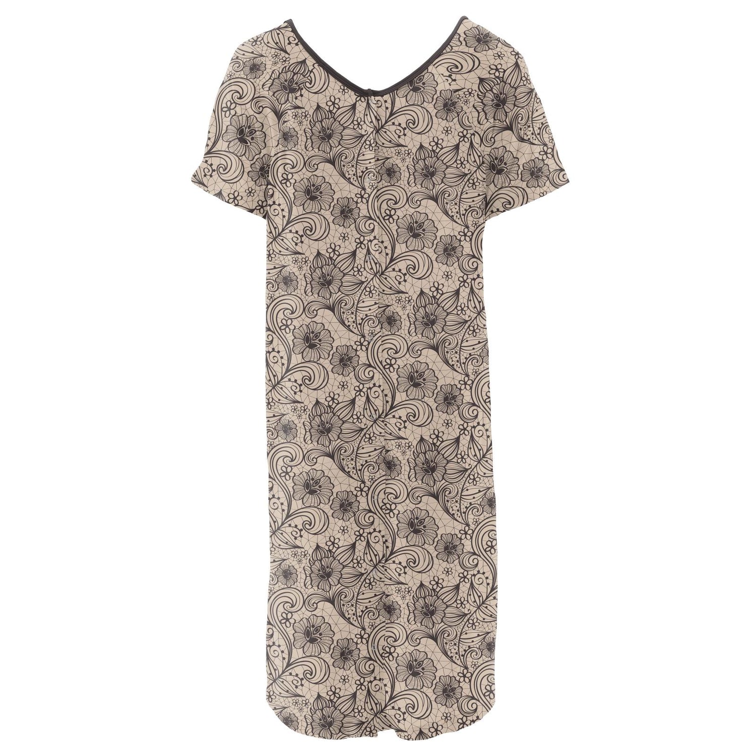Women's Print Hospital Gown in Burlap Lace