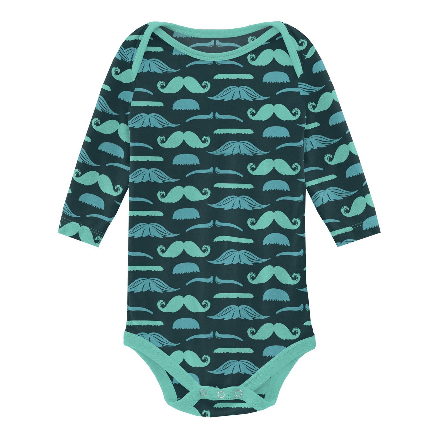 Print Long Sleeve One Piece in Pine Moustaches