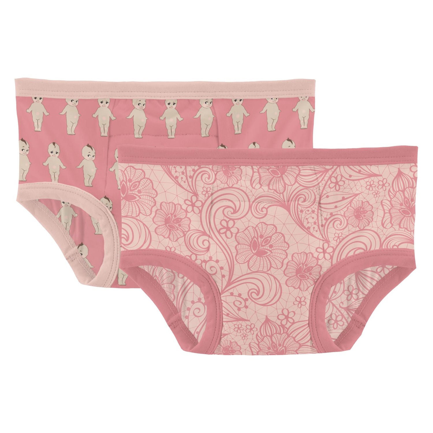 Print Training Pants Set of 2 in Desert Rose Baby Doll & Peach Blossom Lace